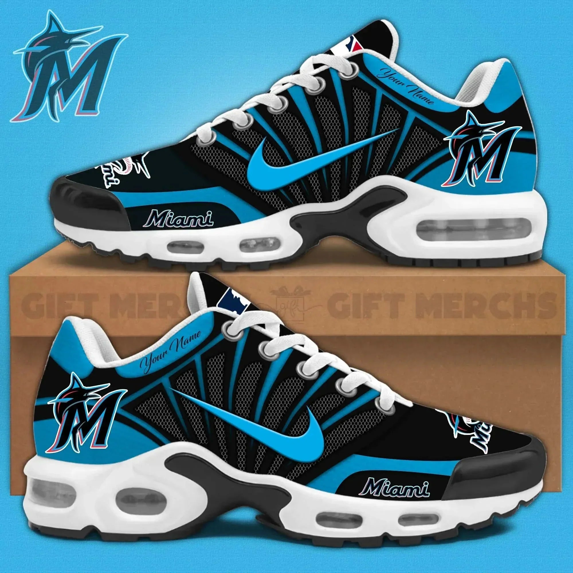 Ideafootwear Miami Marlins TN Shoes Sneakers For Men And Women