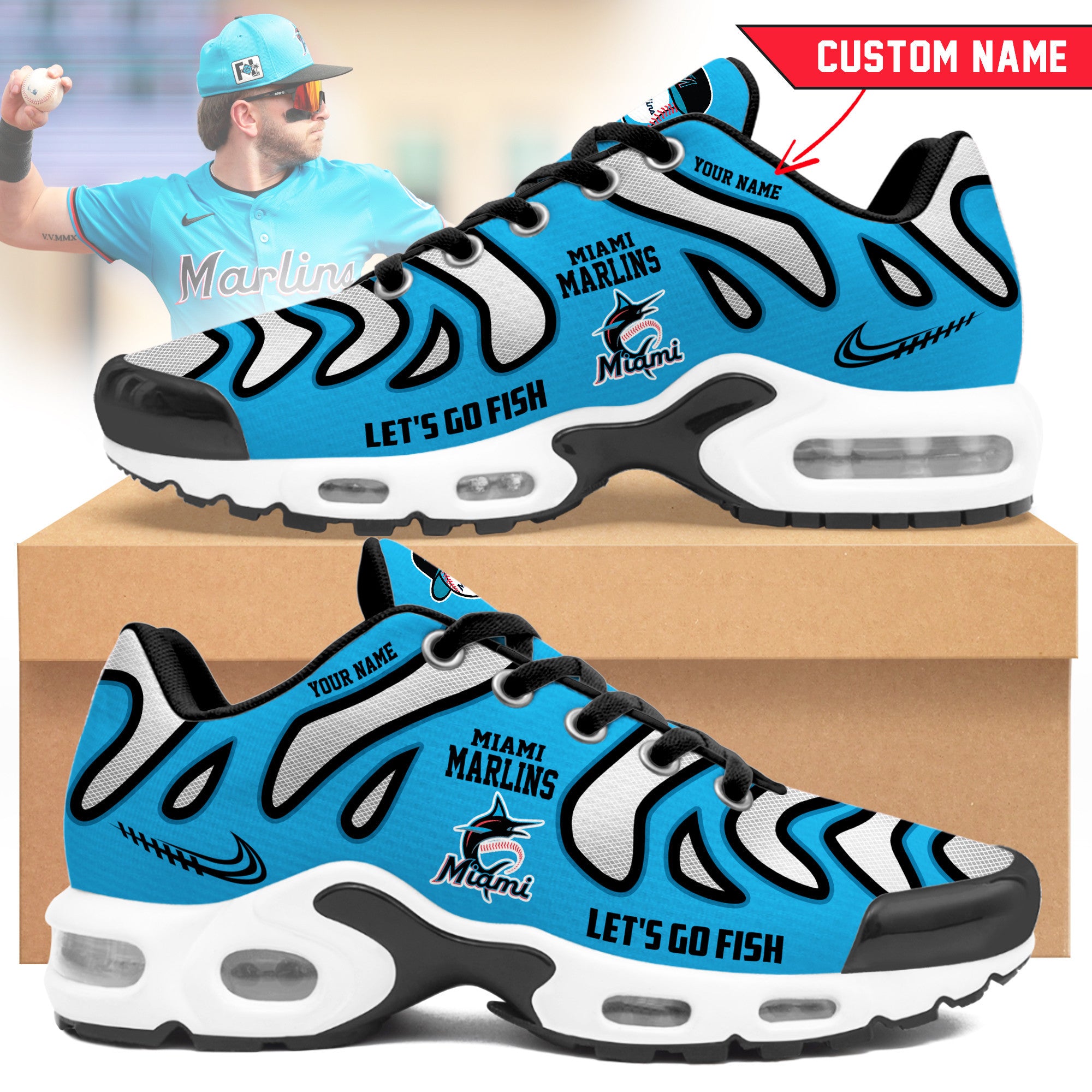 Ideafootwear Miami Marlins TN Shoes Sneakers For Men And Women