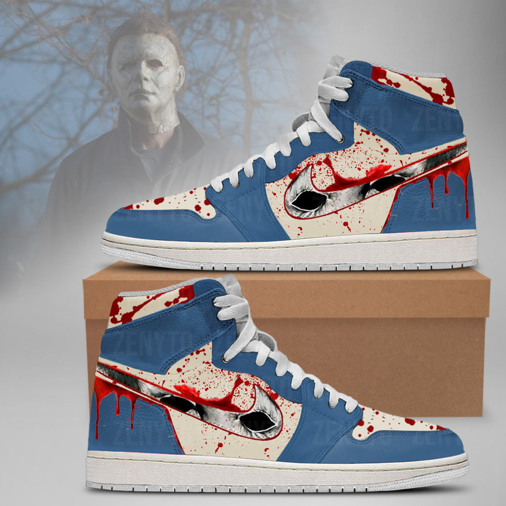 Ideafootwear Michael Myers Halloween V4 AJ1 High Sneakers Shoes For Men And Women