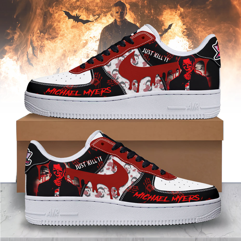 Ideafootwear Michael Myers x Halloween Air Low-Top Sneakers Shoes For Men And Women 1