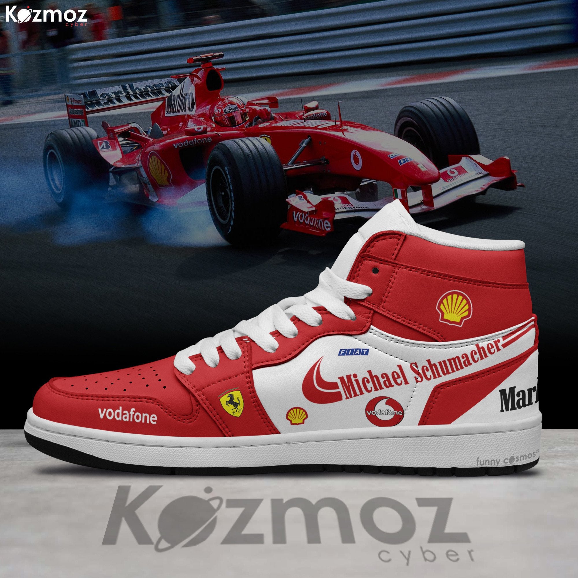 Ideafootwear Michael Schumacher AJ1 High Sneakers Shoes For Men And Women