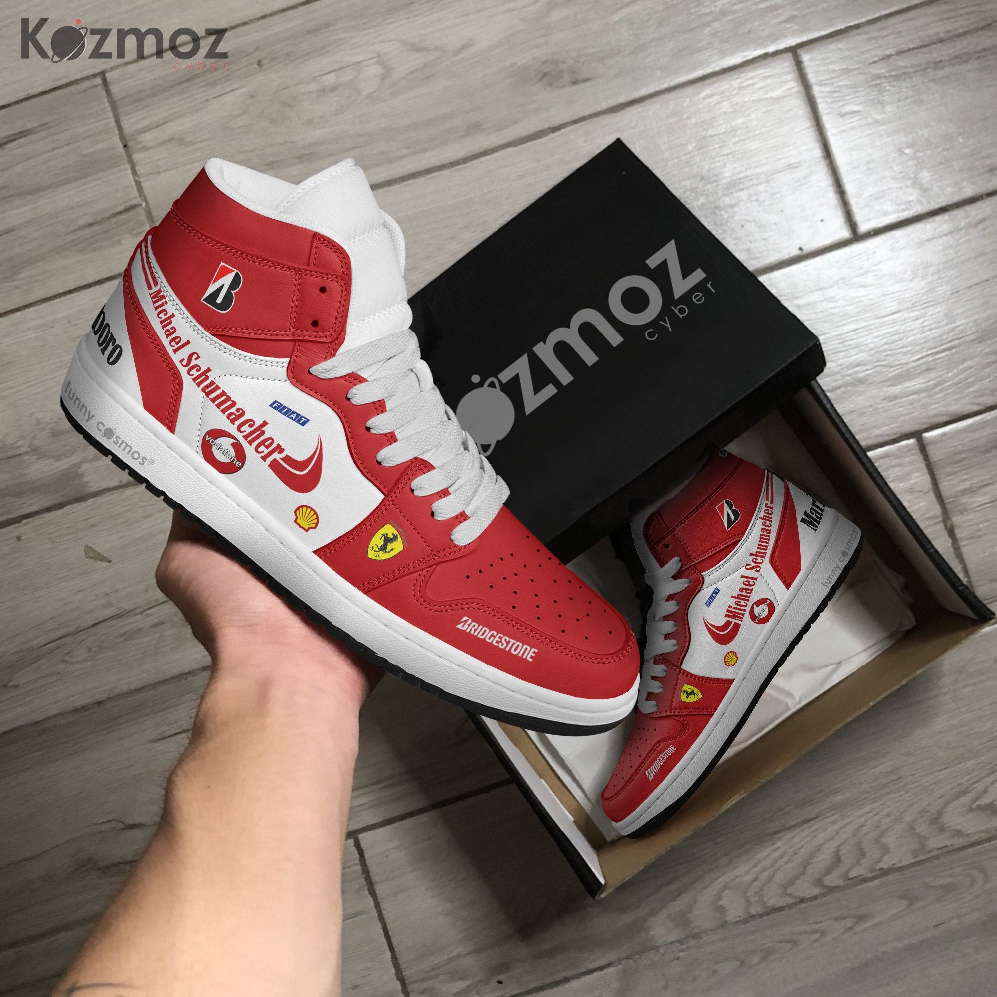 Ideafootwear Michael Schumacher AJ1 High Sneakers Shoes For Men And Women