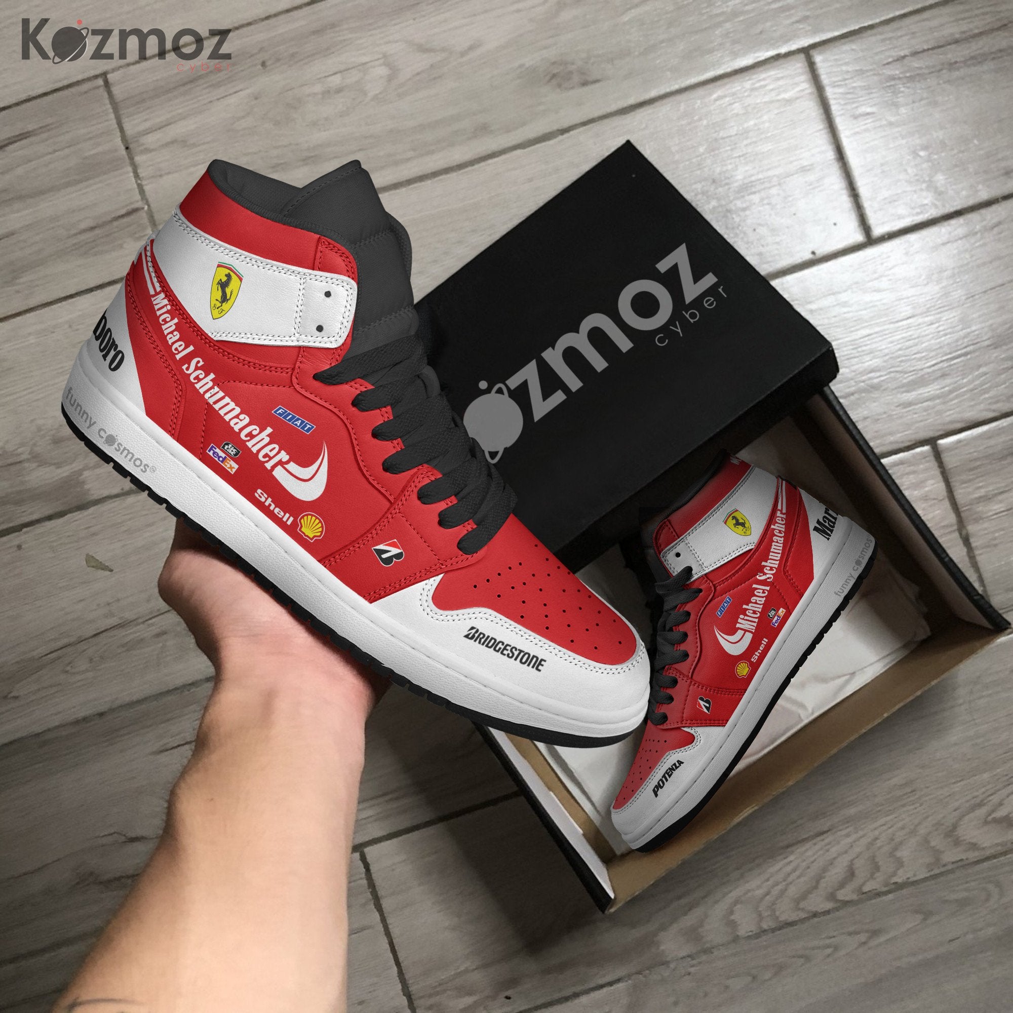 Ideafootwear Michael Schumacher AJ1 High Sneakers Shoes For Men And Women