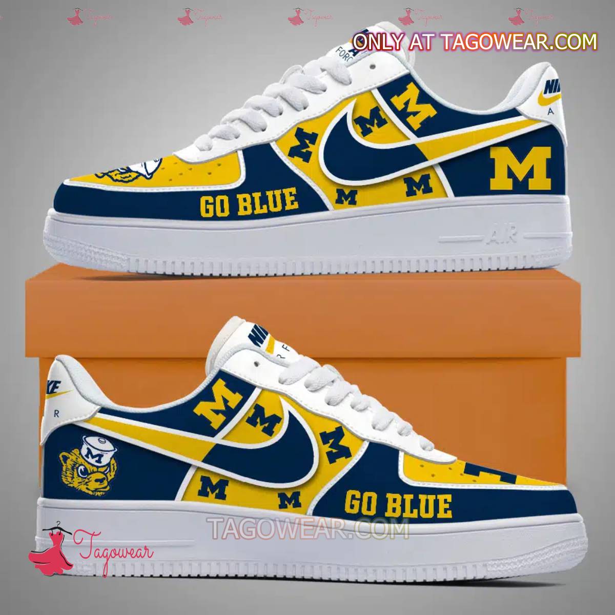 Ideafootwear Michigan Wolverines Air Low-Top Sneakers Shoes For Men And Women 1