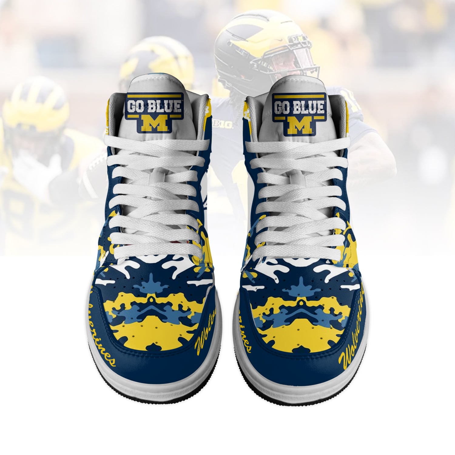 Ideafootwear Michigan Wolverines AJ1 High Sneakers Shoes For Men And Women