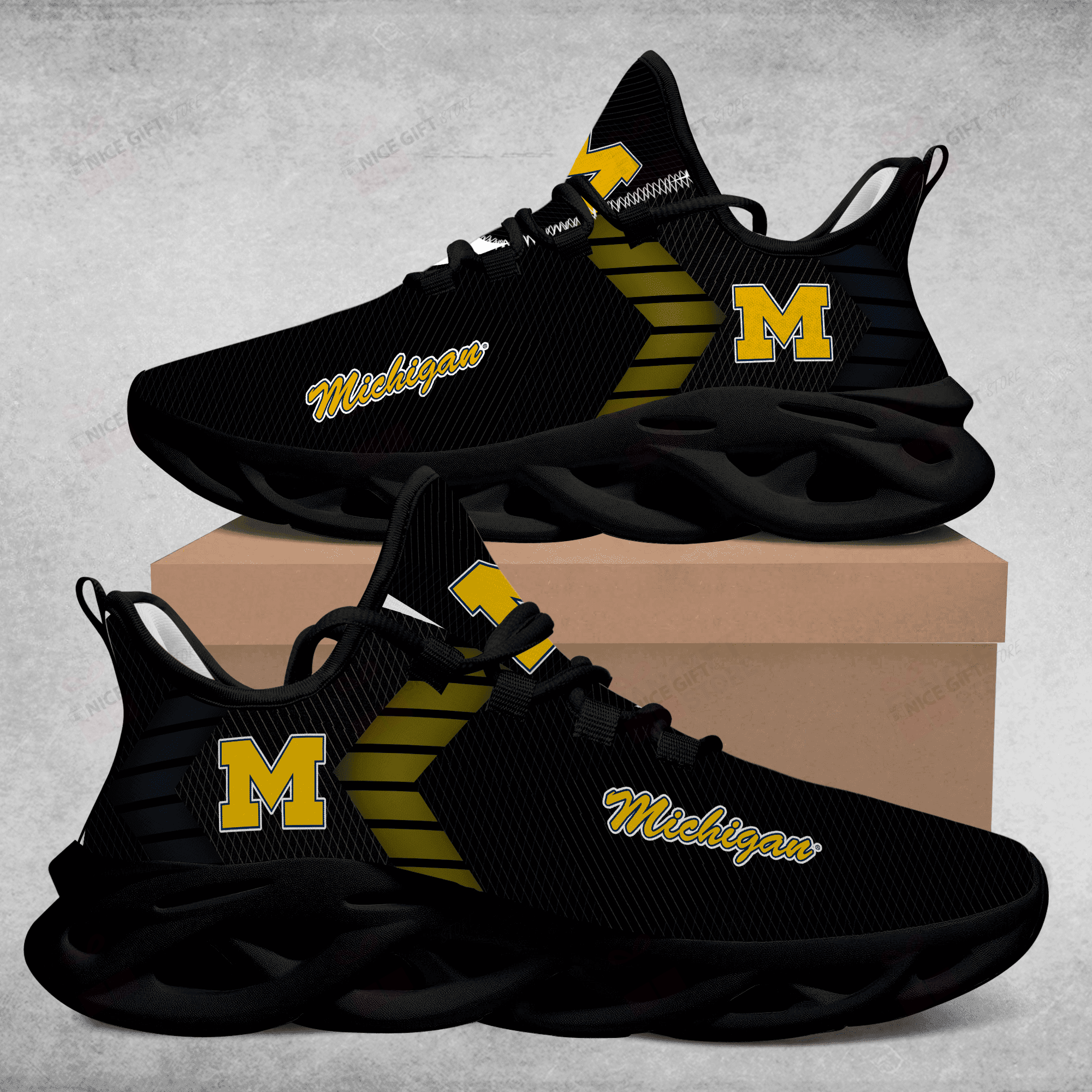 Ideafootwear Michigan Wolverines Max Soul Shoes Sneakers For Men And Women