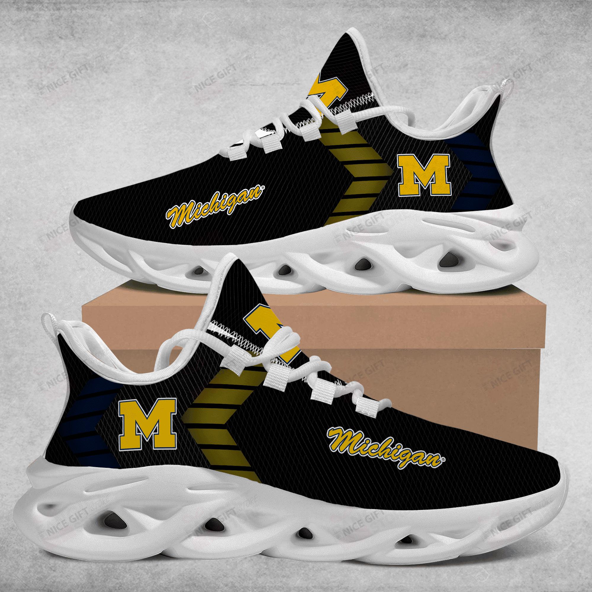 Ideafootwear Michigan Wolverines Max Soul Shoes Sneakers For Men And Women