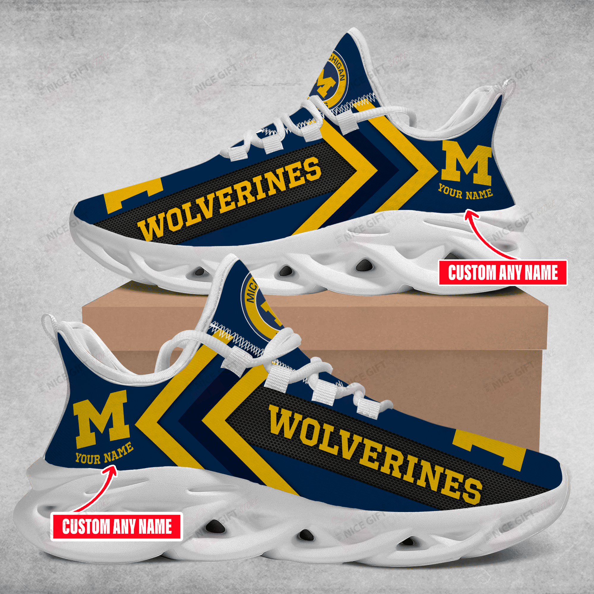 Ideafootwear Michigan Wolverines Max Soul Shoes Sneakers For Men And Women