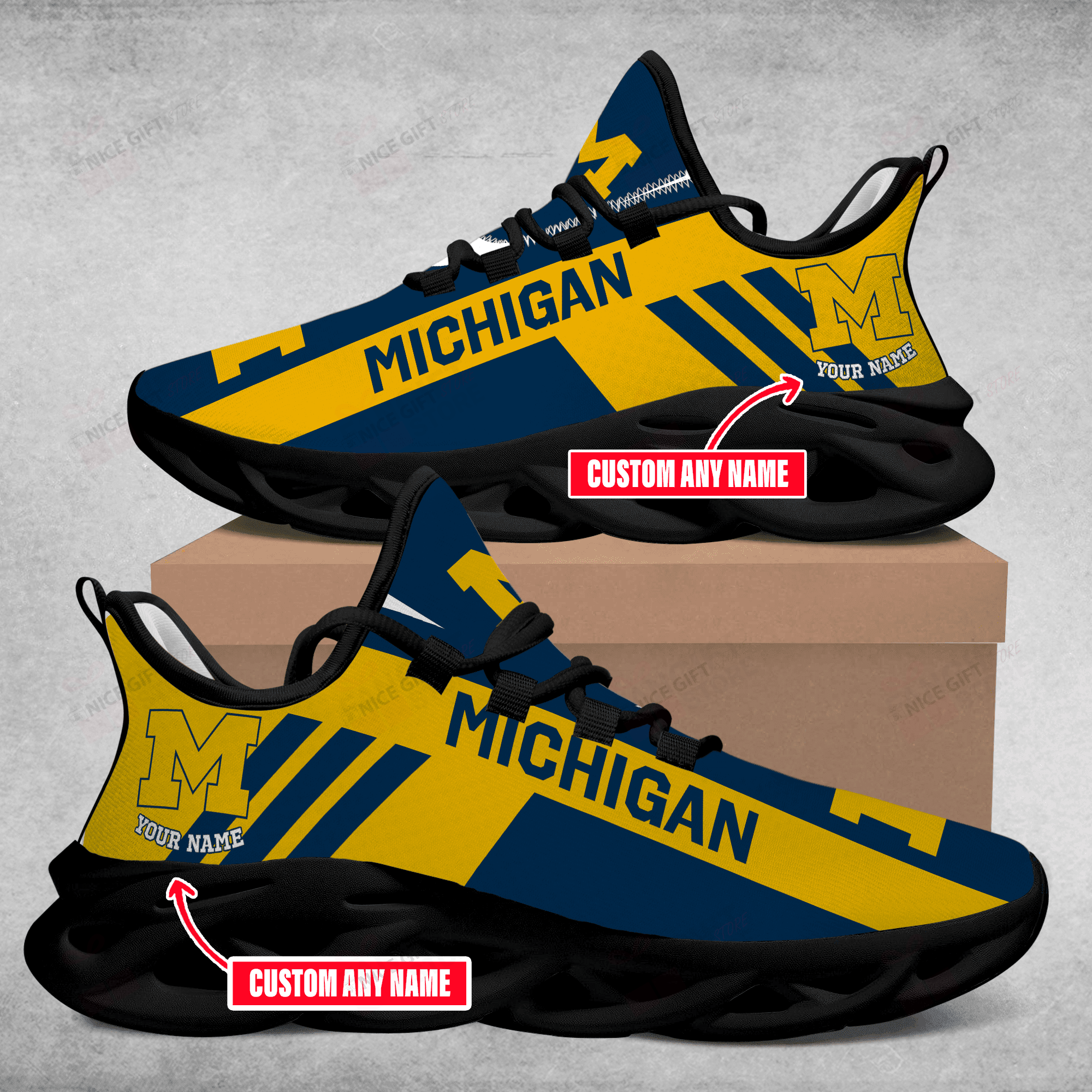 Ideafootwear Michigan Wolverines Max Soul Shoes Sneakers For Men And Women
