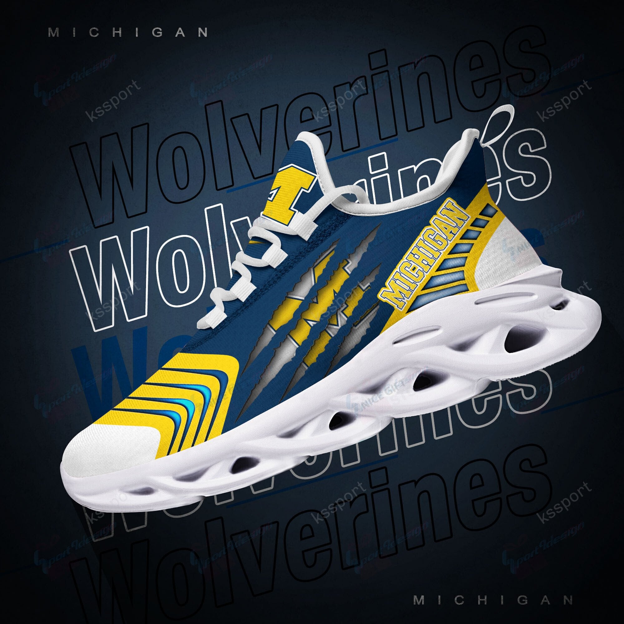 Ideafootwear Michigan Wolverines Max Soul Shoes Sneakers For Men And Women