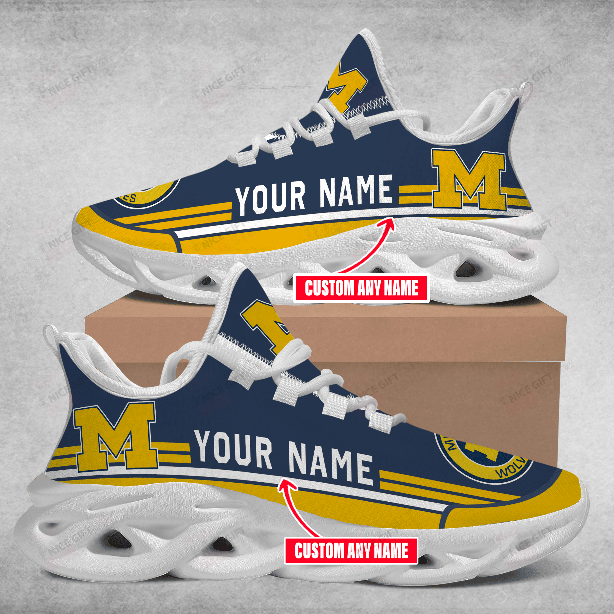 Ideafootwear Michigan Wolverines Max Soul Shoes Sneakers For Men And Women