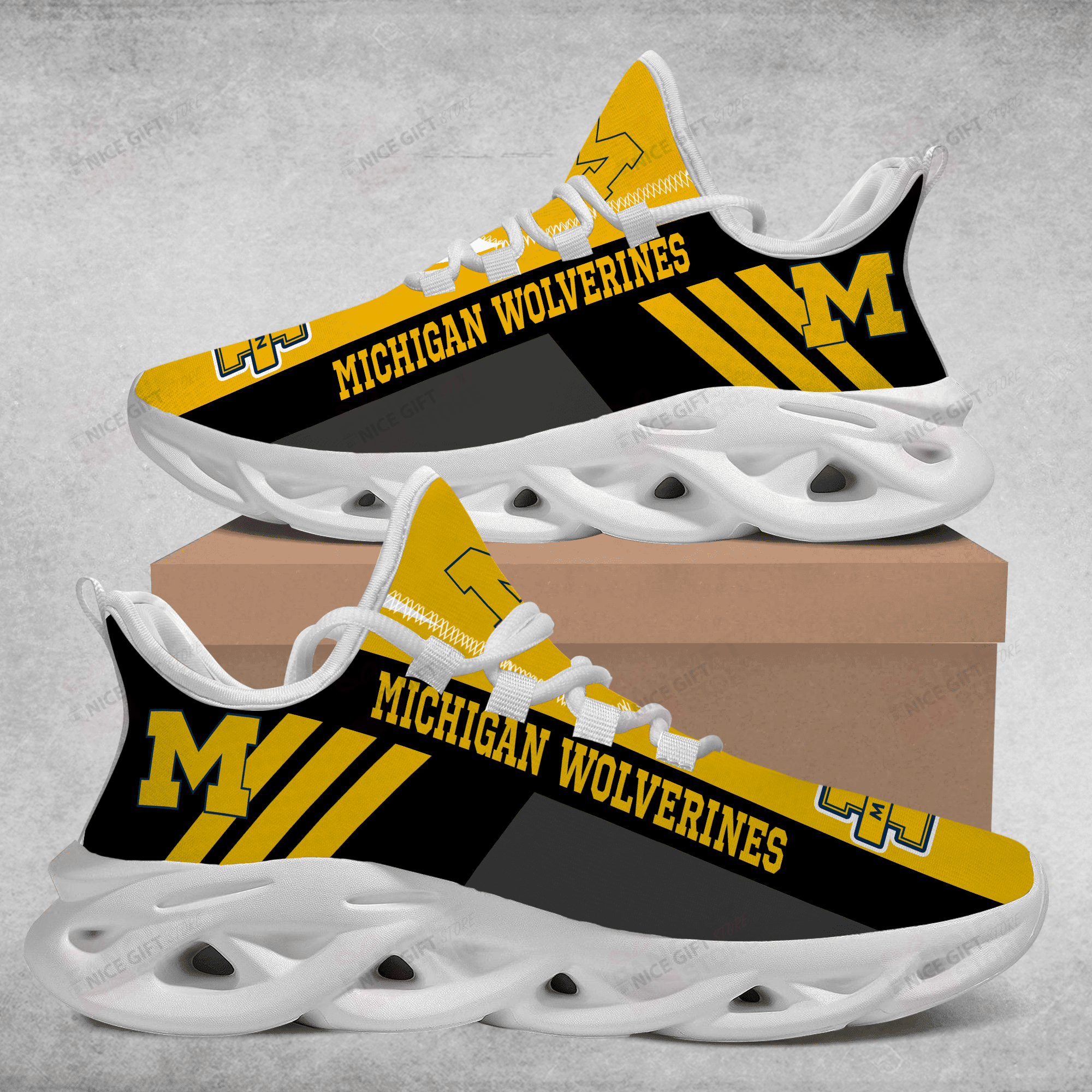 Ideafootwear Michigan Wolverines Max Soul Shoes Sneakers For Men And Women
