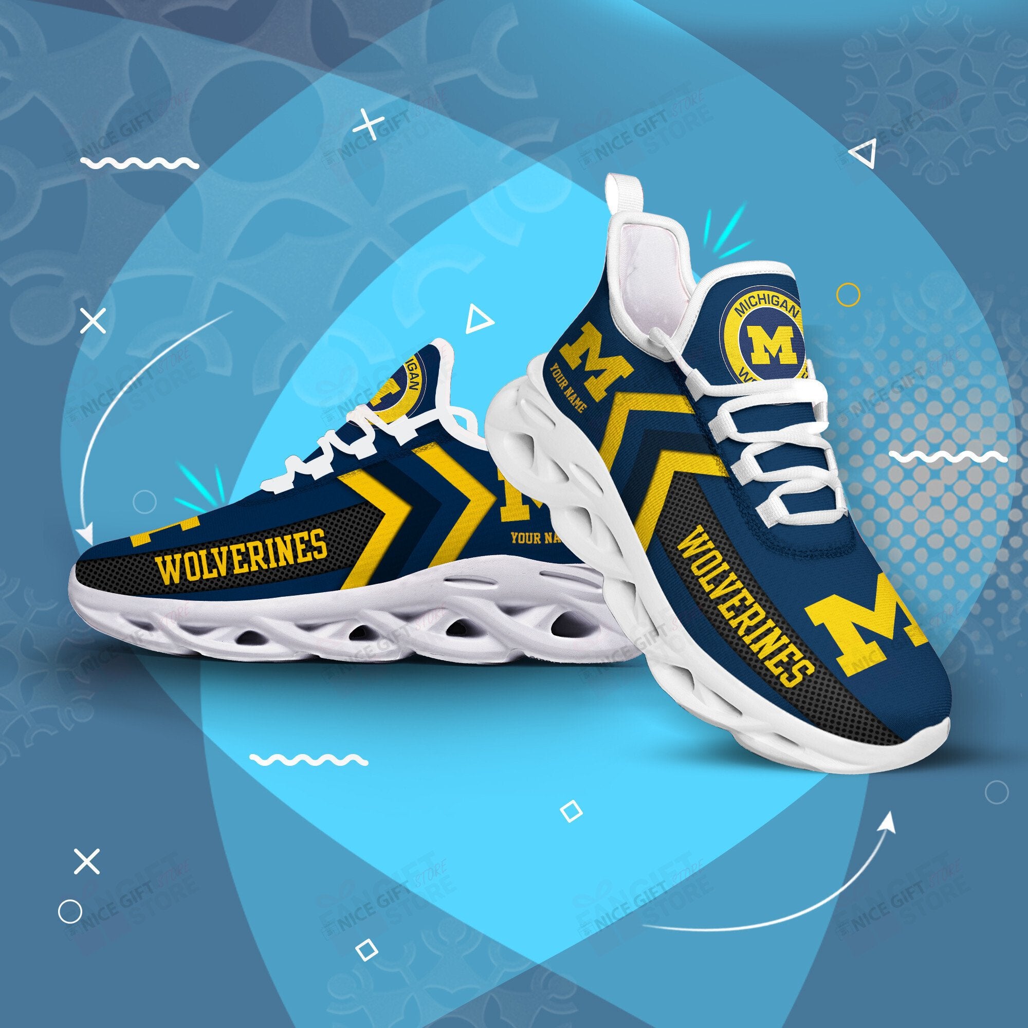 Ideafootwear Michigan Wolverines Max Soul Shoes Sneakers For Men And Women