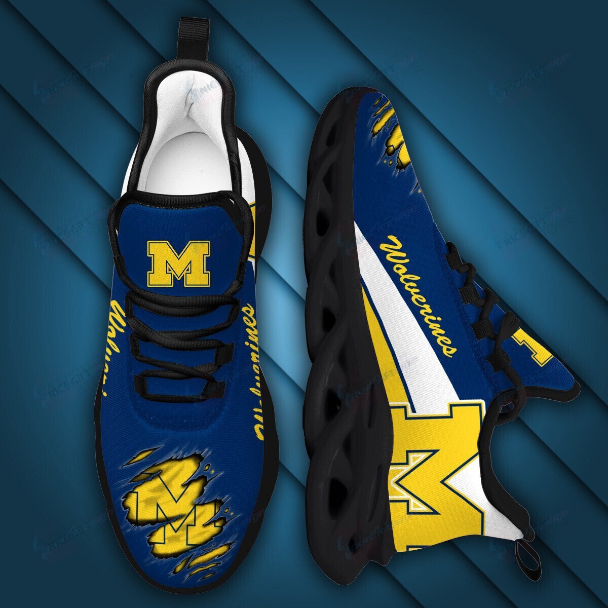 Ideafootwear Michigan Wolverines Max Soul Shoes Sneakers For Men And Women
