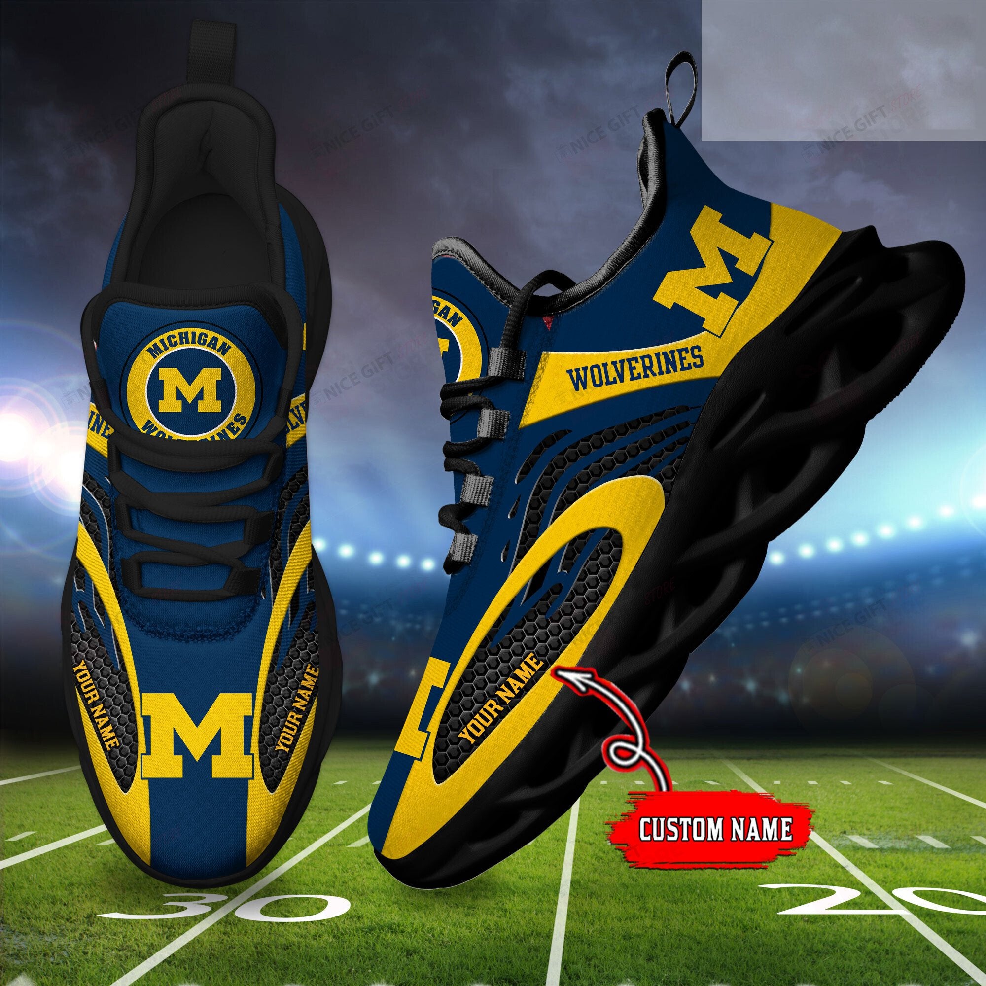 Ideafootwear Michigan Wolverines Max Soul Shoes Sneakers For Men And Women