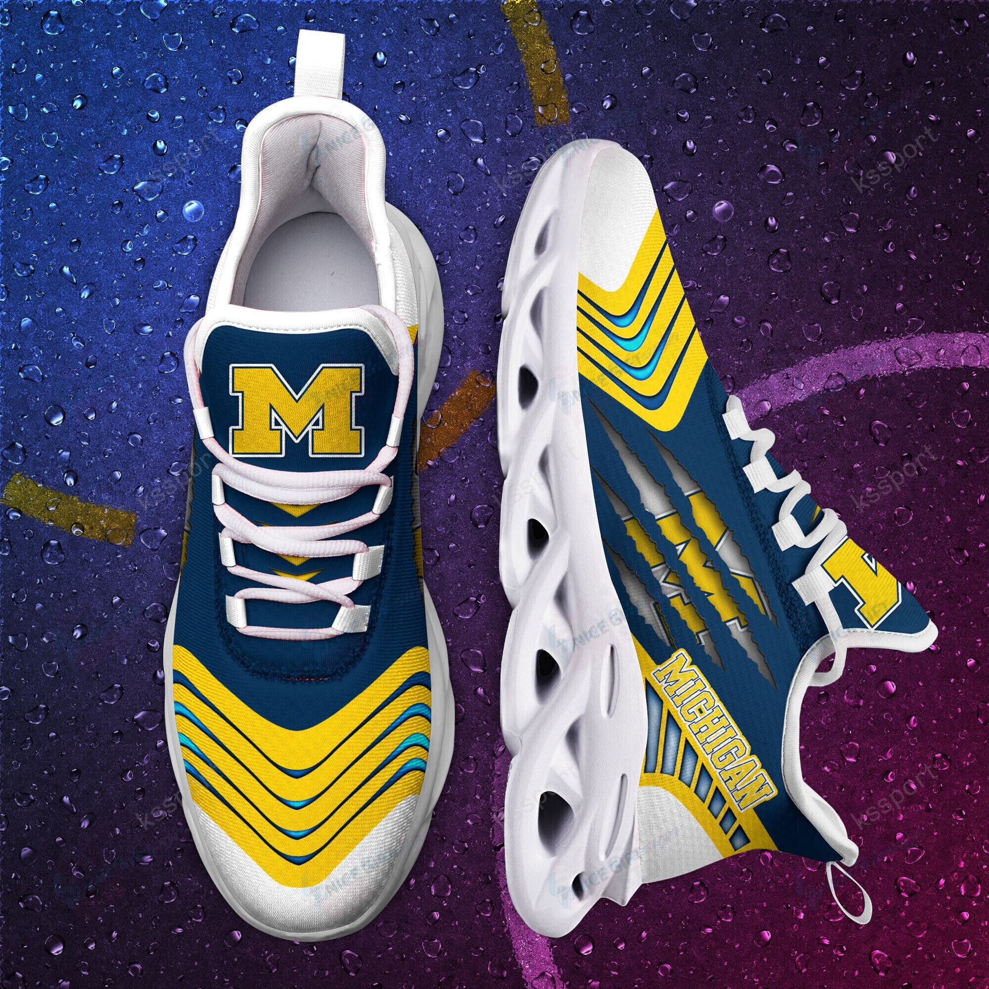 Ideafootwear Michigan Wolverines Max Soul Shoes Sneakers For Men And Women