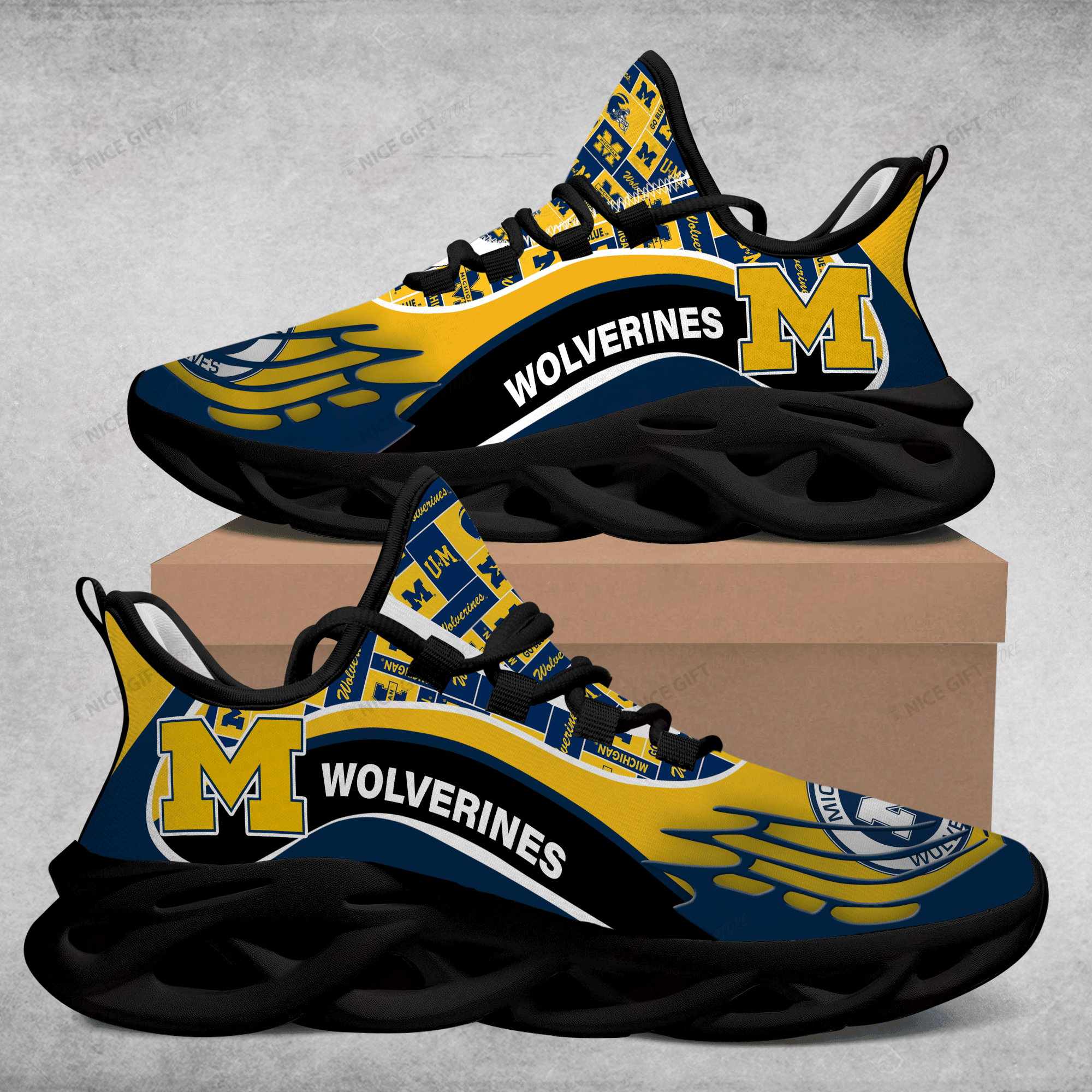 Ideafootwear Michigan Wolverines Max Soul Shoes Sneakers For Men And Women