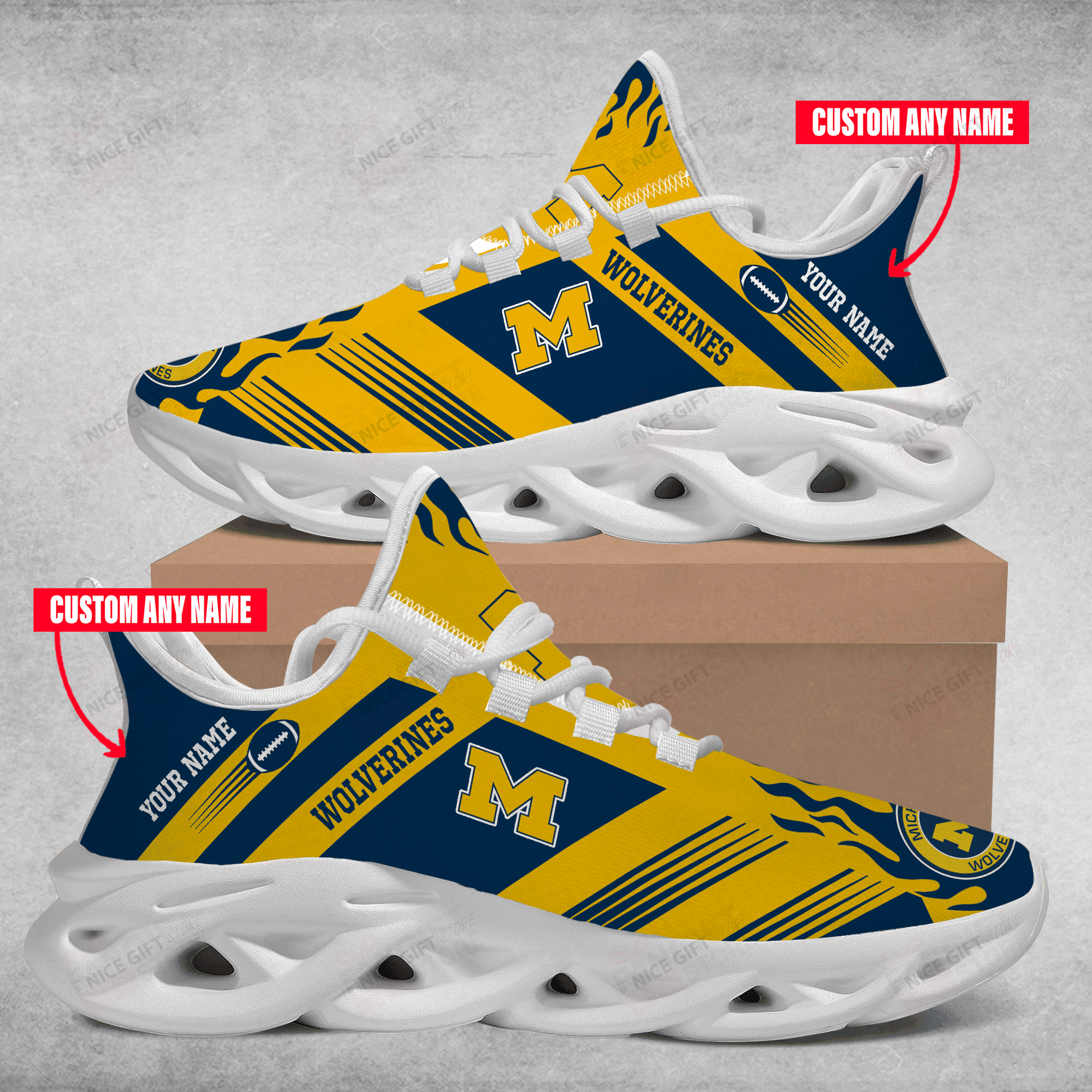 Ideafootwear Michigan Wolverines  Max Soul Shoes Sneakers For Men And Women