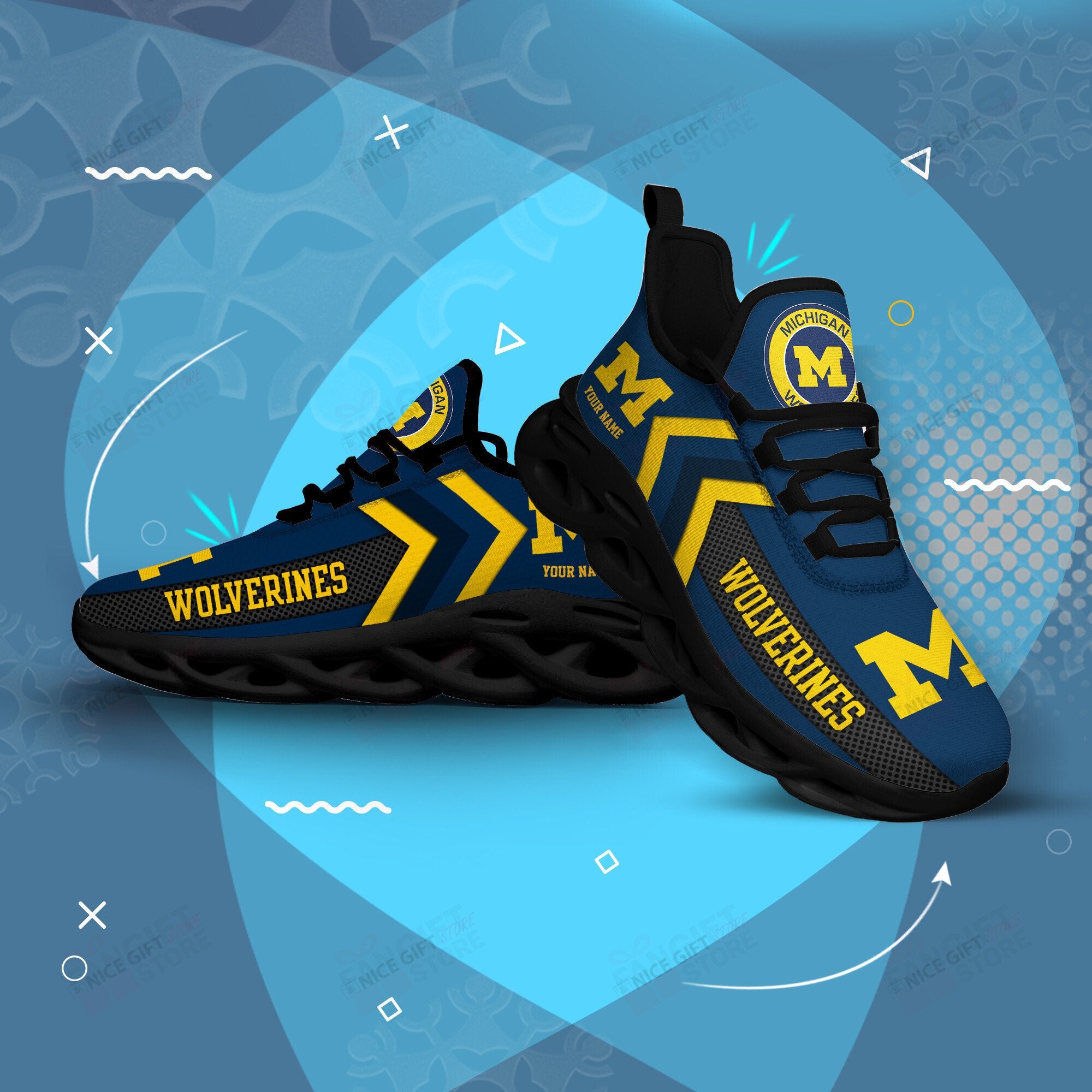 Ideafootwear Michigan Wolverines Max Soul Shoes Sneakers For Men And Women