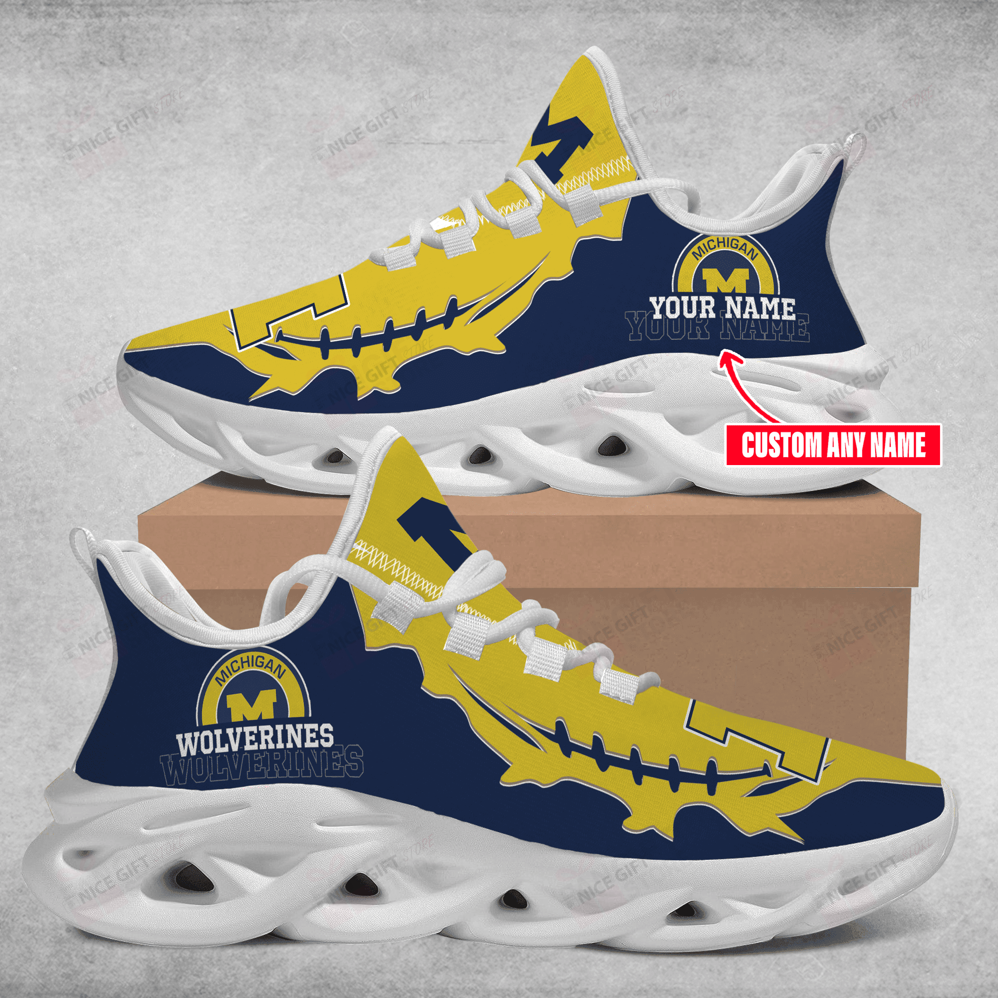 Ideafootwear Michigan Wolverines Max Soul Shoes Sneakers For Men And Women