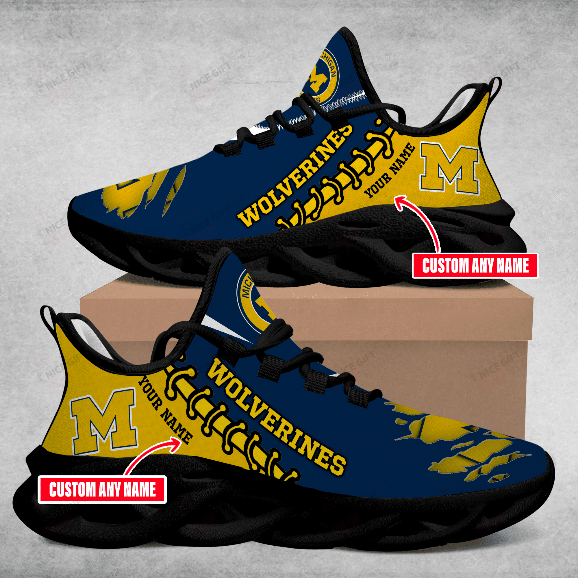 Ideafootwear Michigan Wolverines Max Soul Shoes Sneakers For Men And Women