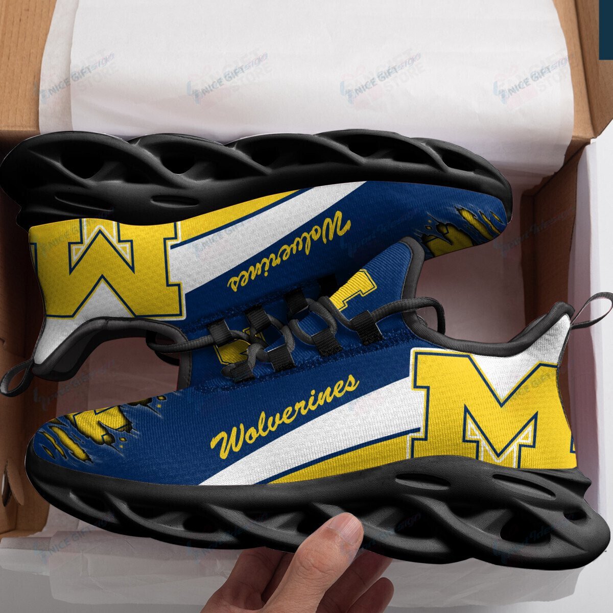 Ideafootwear Michigan Wolverines Max Soul Shoes Sneakers For Men And Women