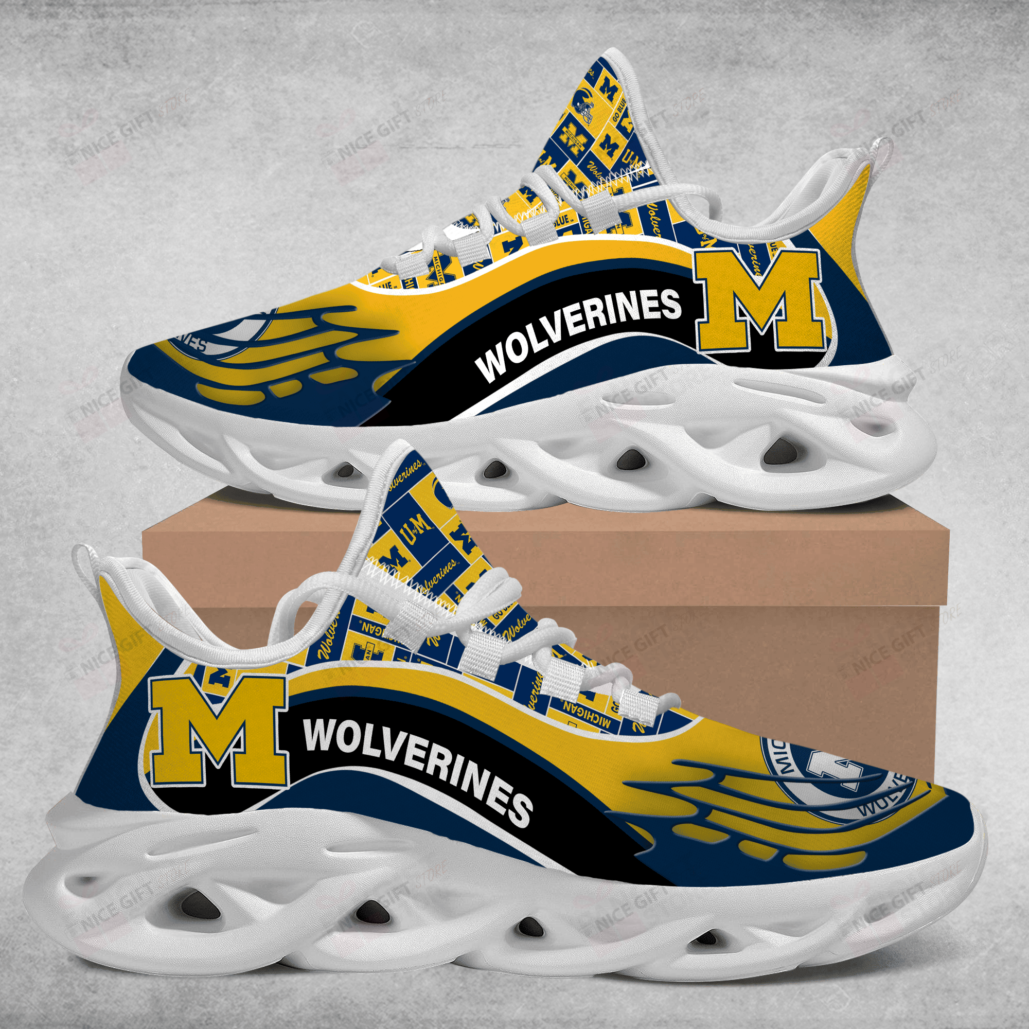 Ideafootwear Michigan Wolverines Max Soul Shoes Sneakers For Men And Women