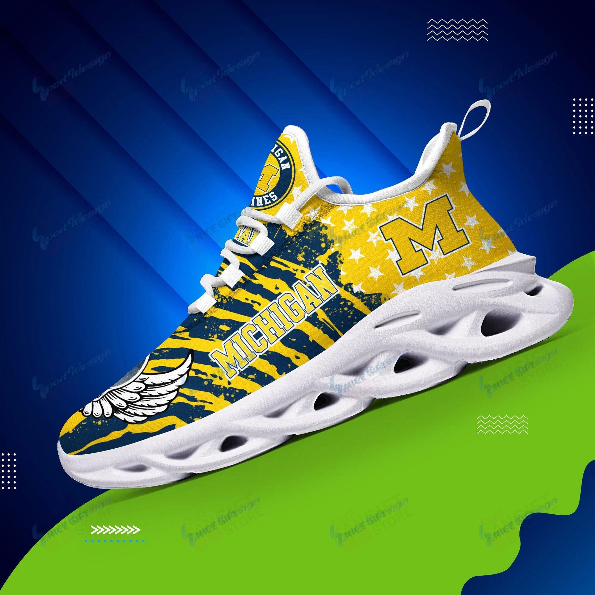 Ideafootwear Michigan Wolverines Max Soul Shoes Sneakers For Men And Women