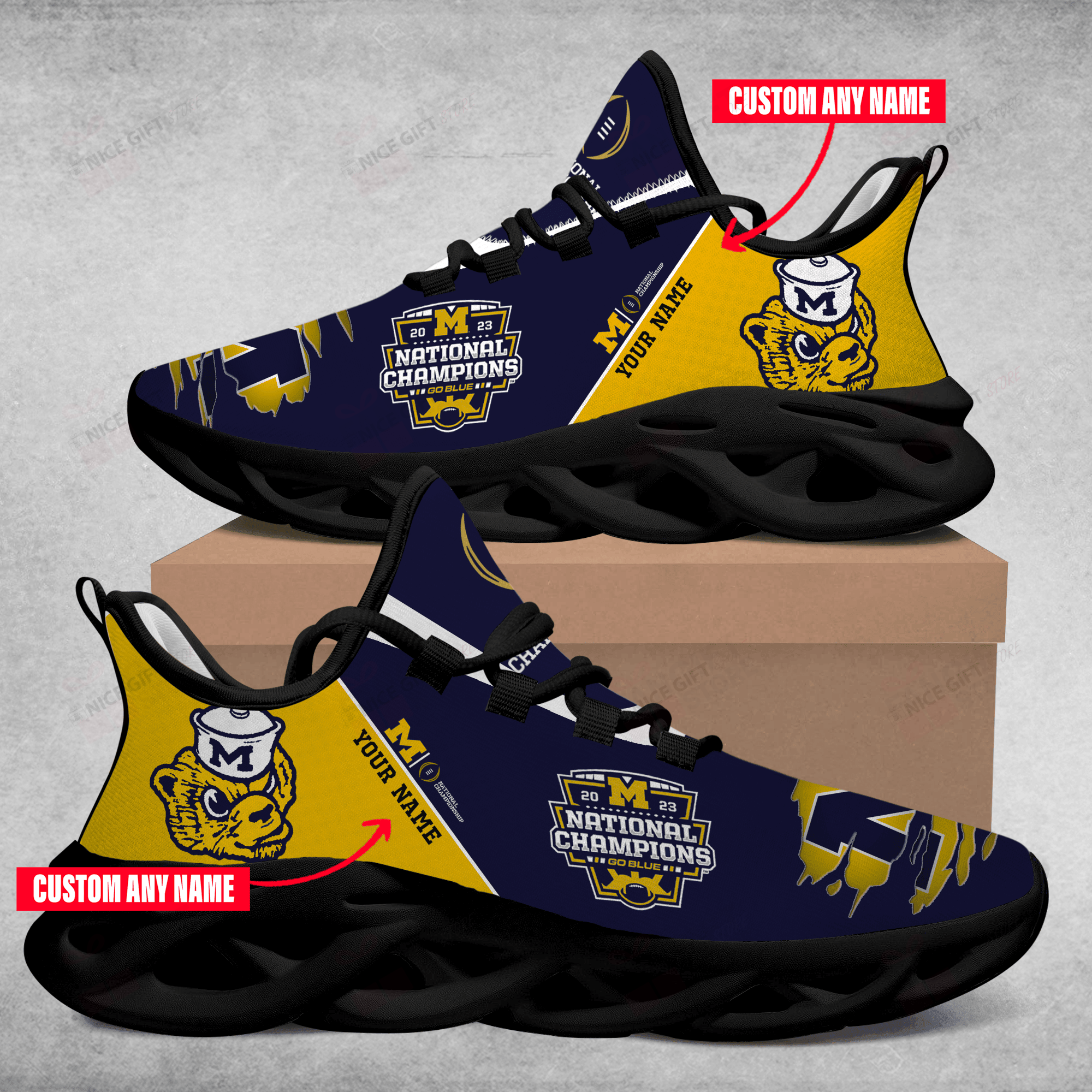 Ideafootwear Michigan Wolverines Max Soul Shoes Sneakers For Men And Women