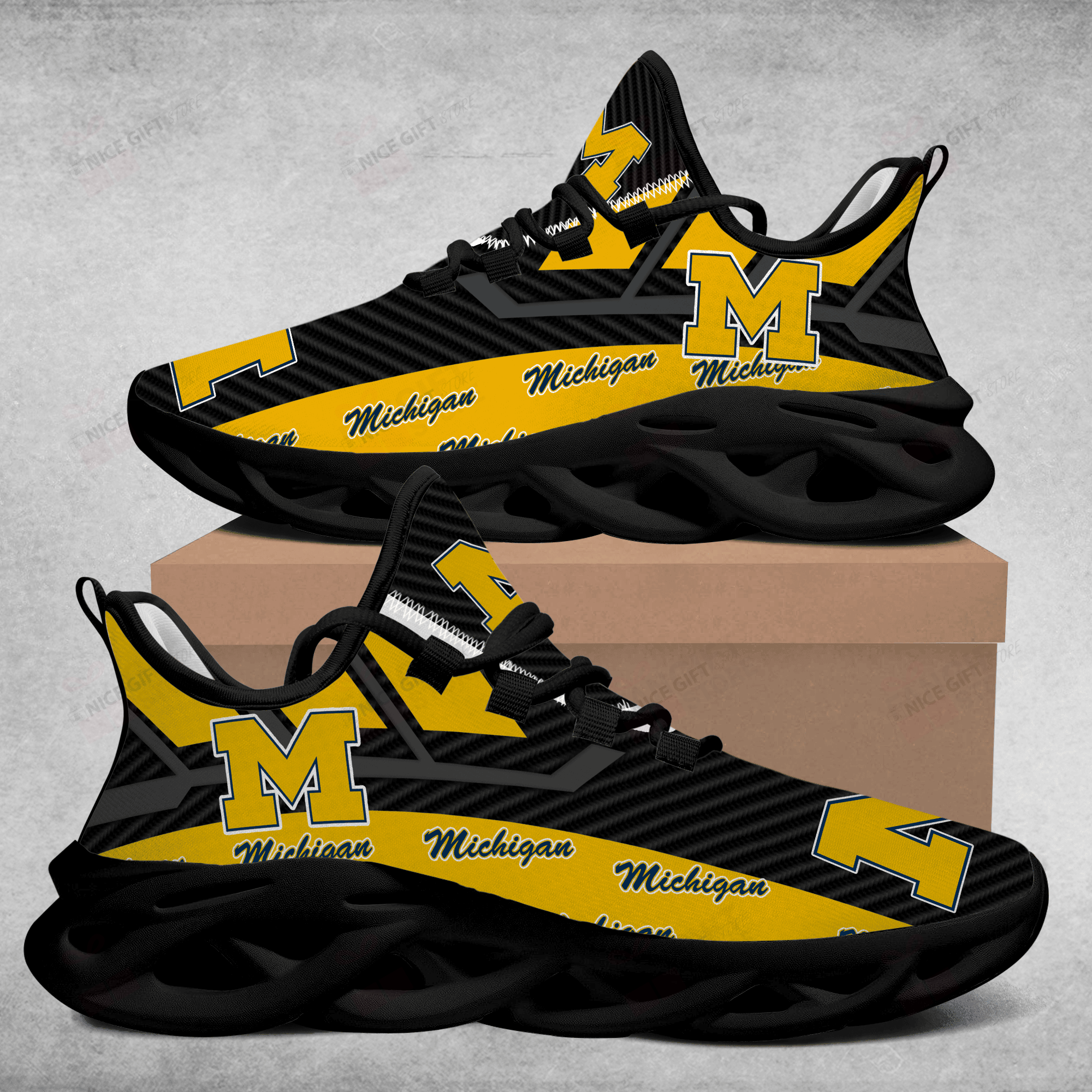 Ideafootwear Michigan Wolverines Max Soul Shoes Sneakers For Men And Women