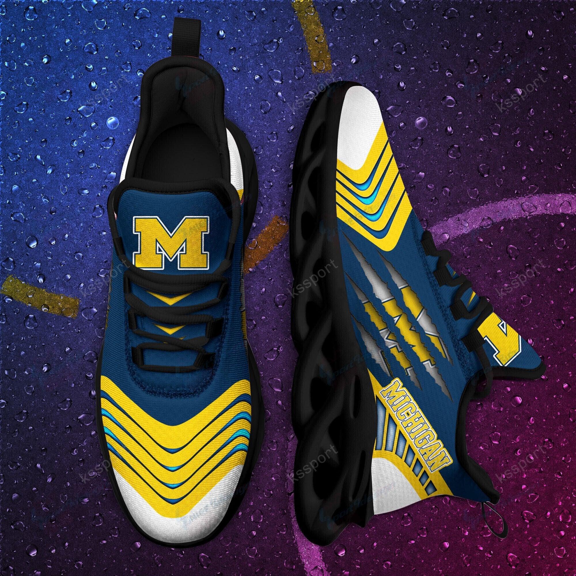 Ideafootwear Michigan Wolverines Max Soul Shoes Sneakers For Men And Women