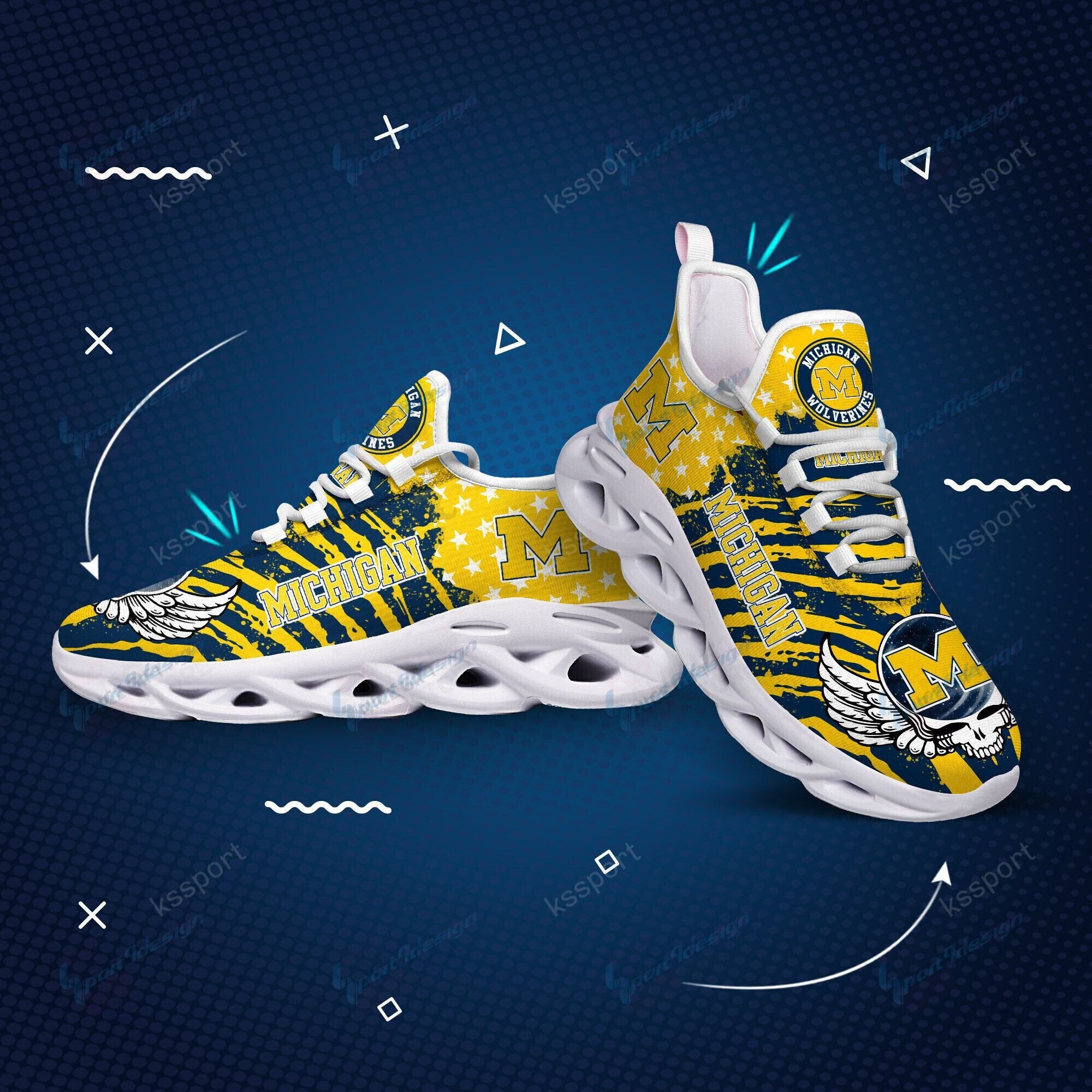 Ideafootwear Michigan Wolverines Max Soul Shoes Sneakers For Men And Women