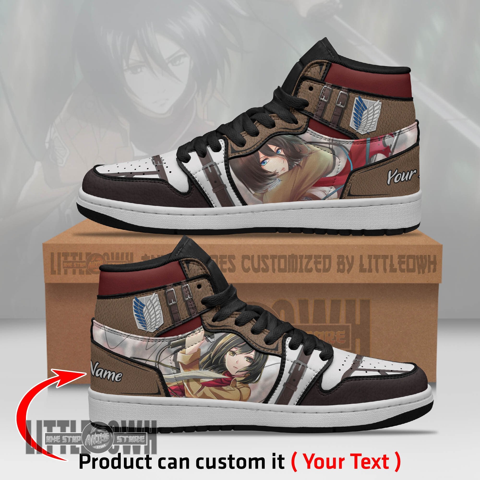 Ideafootwear Mikasa Ackerman AJ1 High Sneakers Shoes For Men And Women