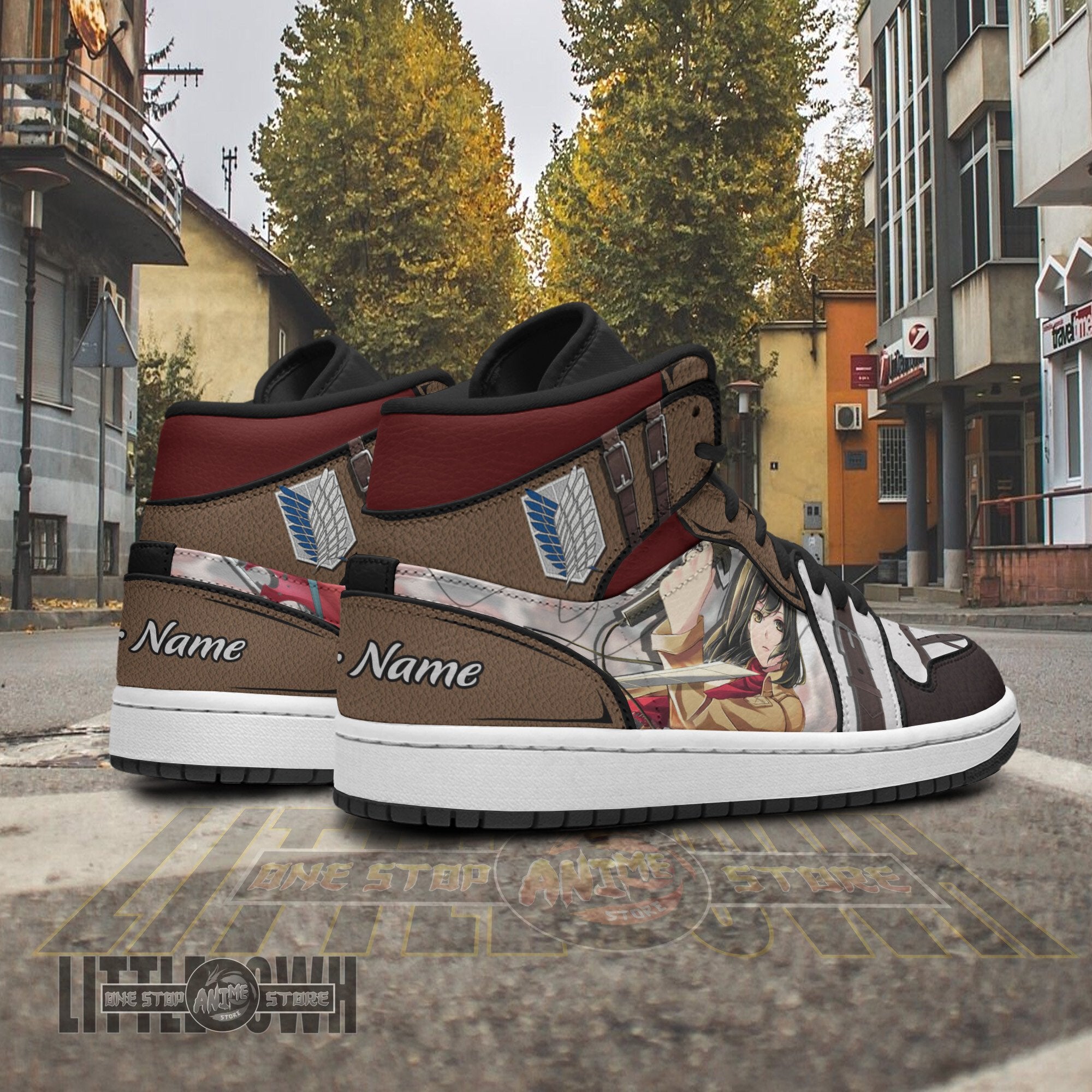 Ideafootwear Mikasa Ackerman AJ1 High Sneakers Shoes For Men And Women