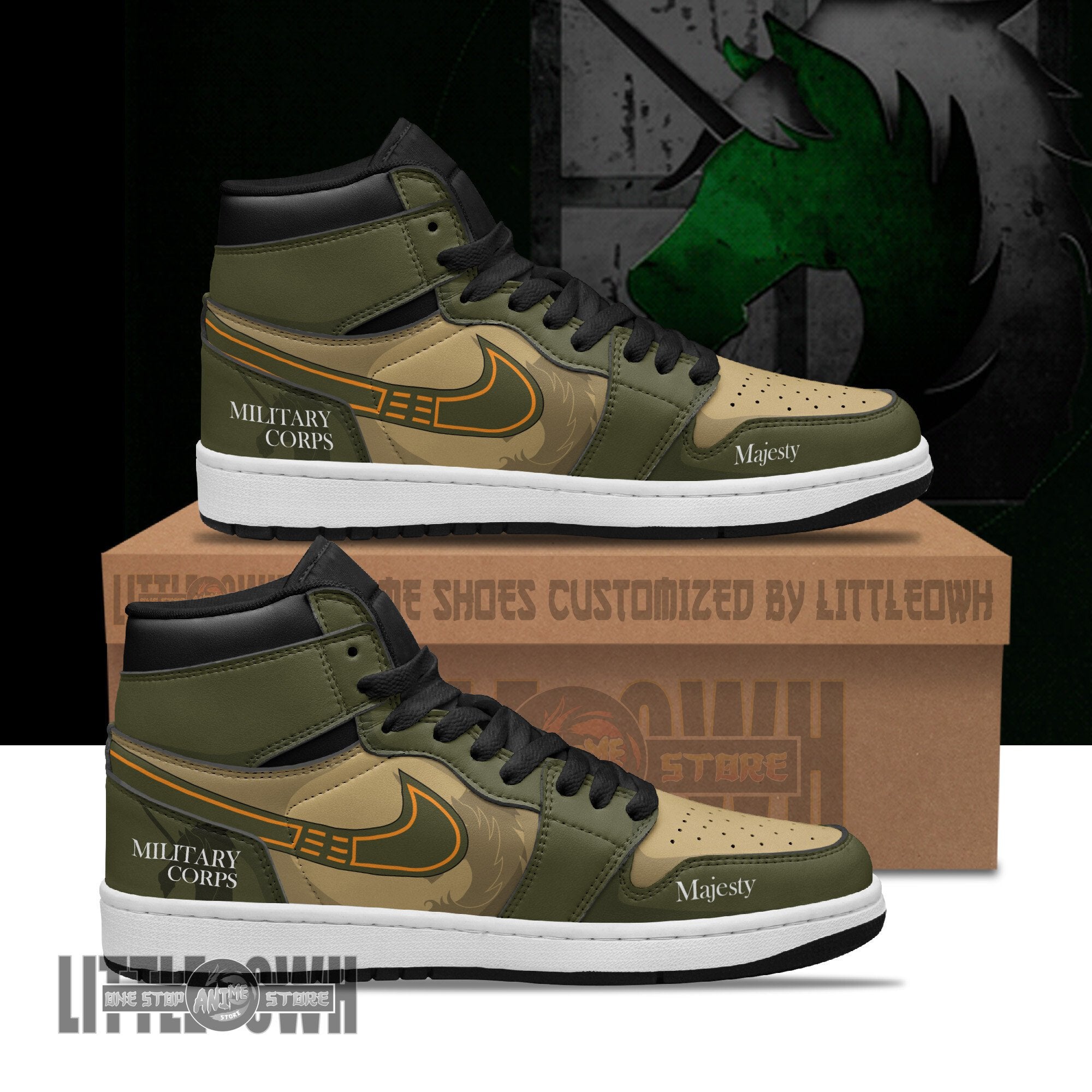 Ideafootwear Military Corps AJ1 High Sneakers Shoes For Men And Women