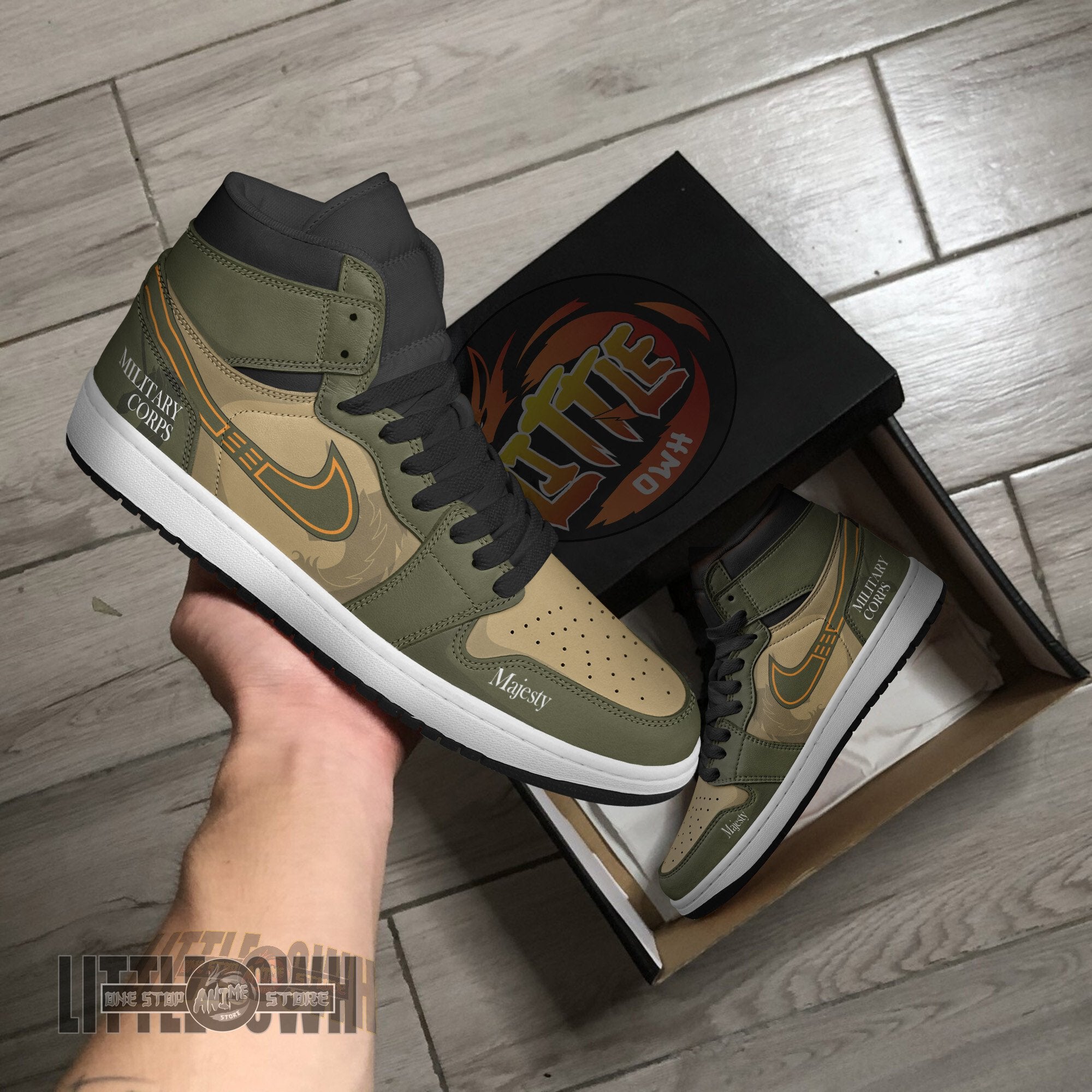 Ideafootwear Military Corps AJ1 High Sneakers Shoes For Men And Women