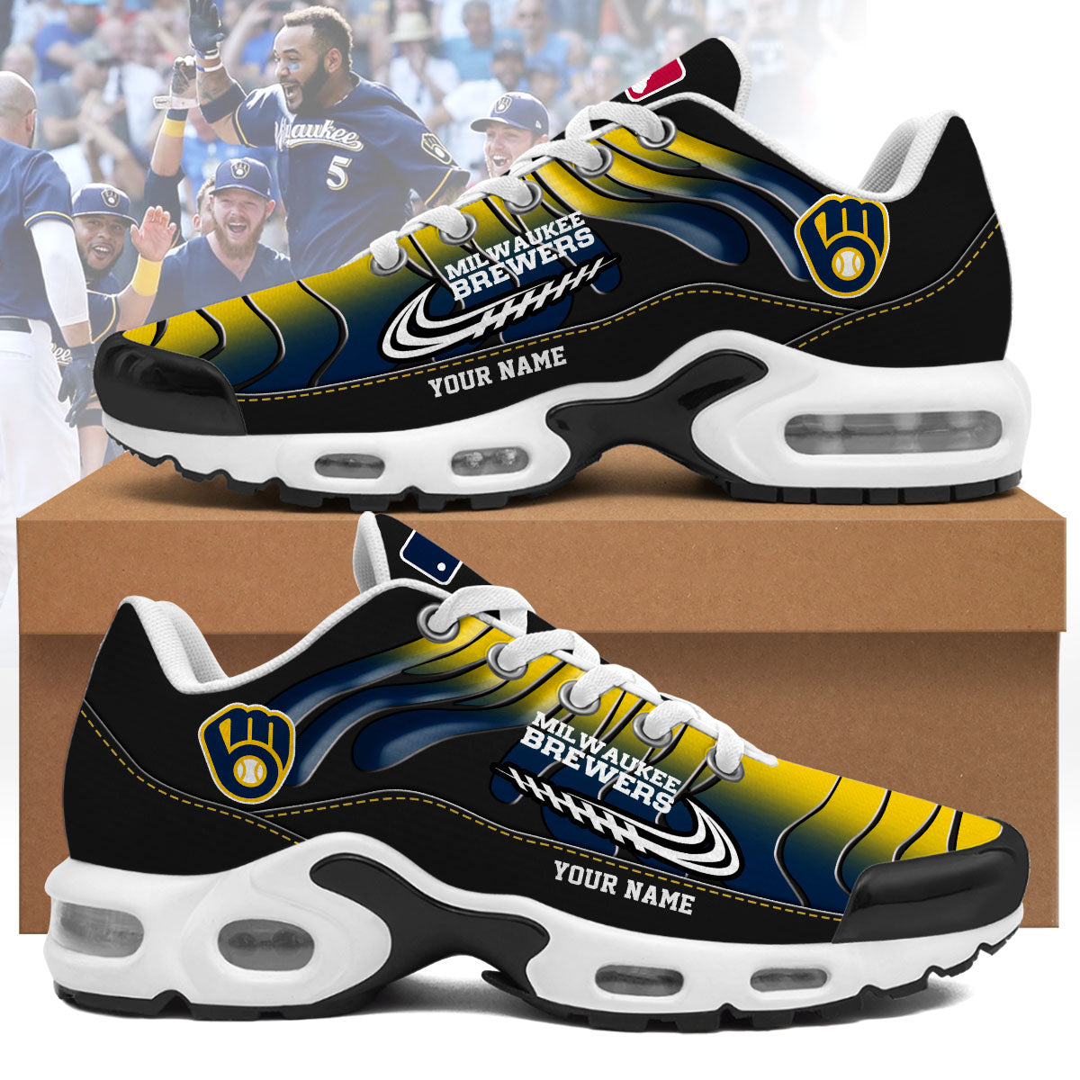 Ideafootwear Milwaukee Brewers TN Shoes Sneakers For Men And Women