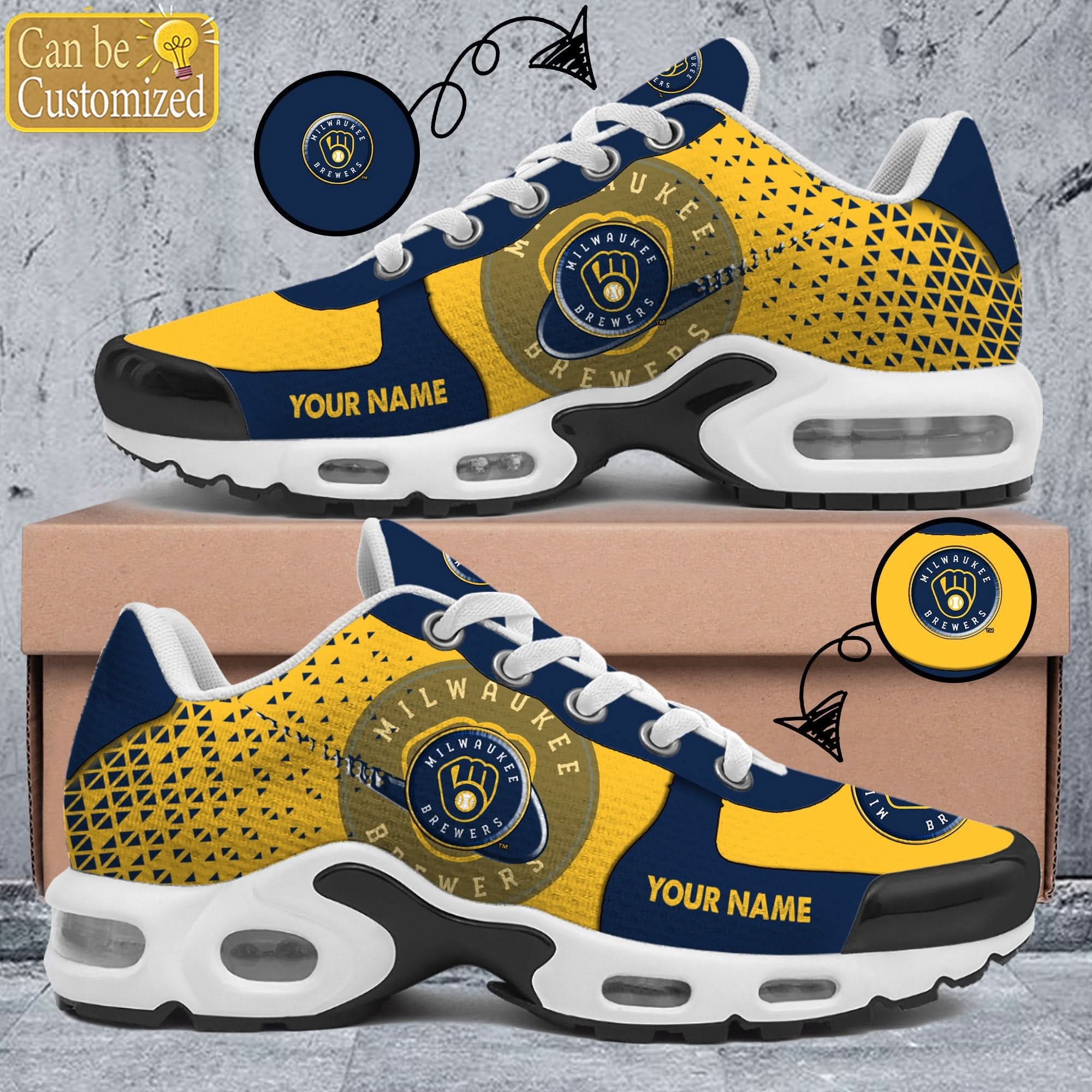 Ideafootwear Milwaukee Brewers TN Shoes Sneakers For Men And Women