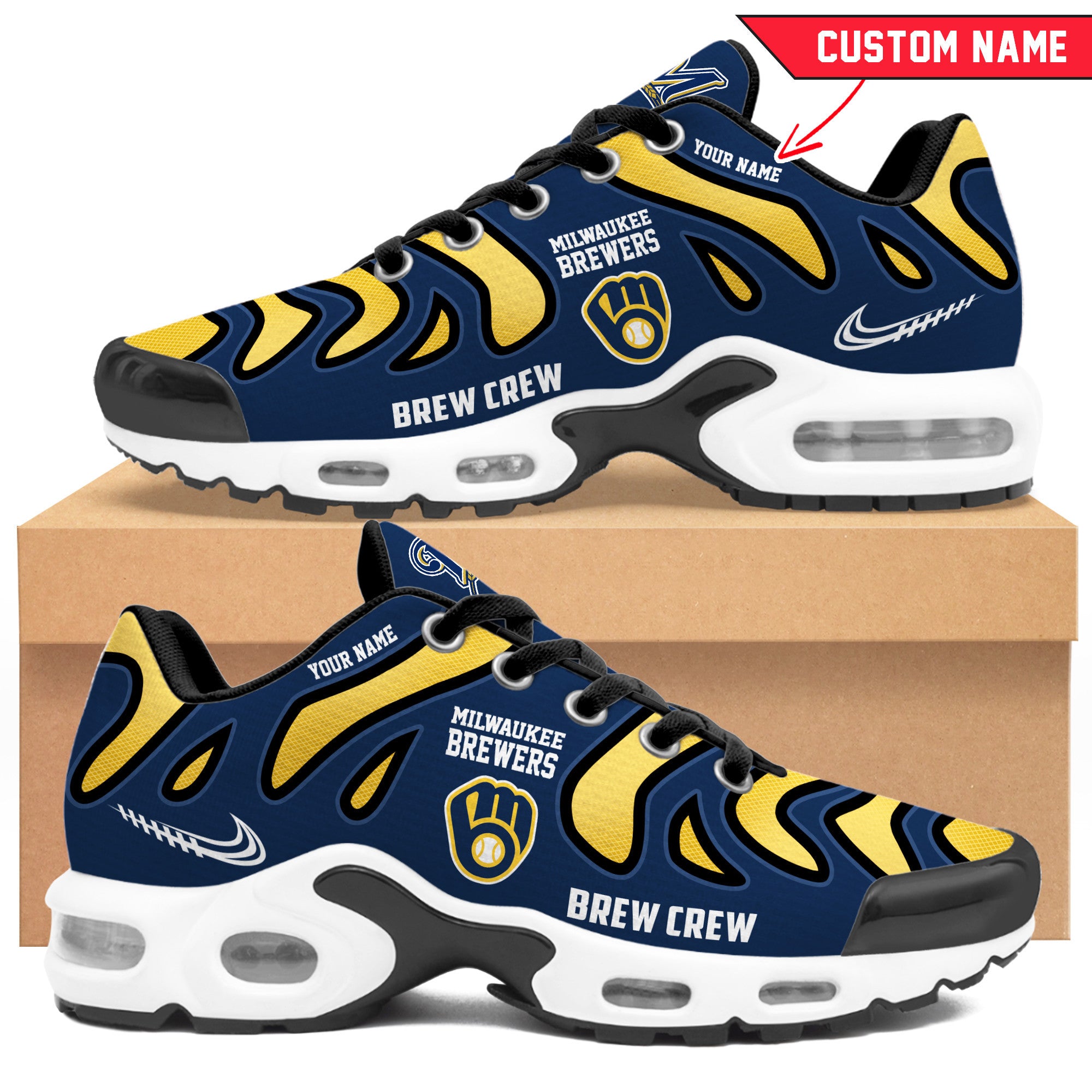 Ideafootwear Milwaukee Brewers TN Shoes Sneakers For Men And Women