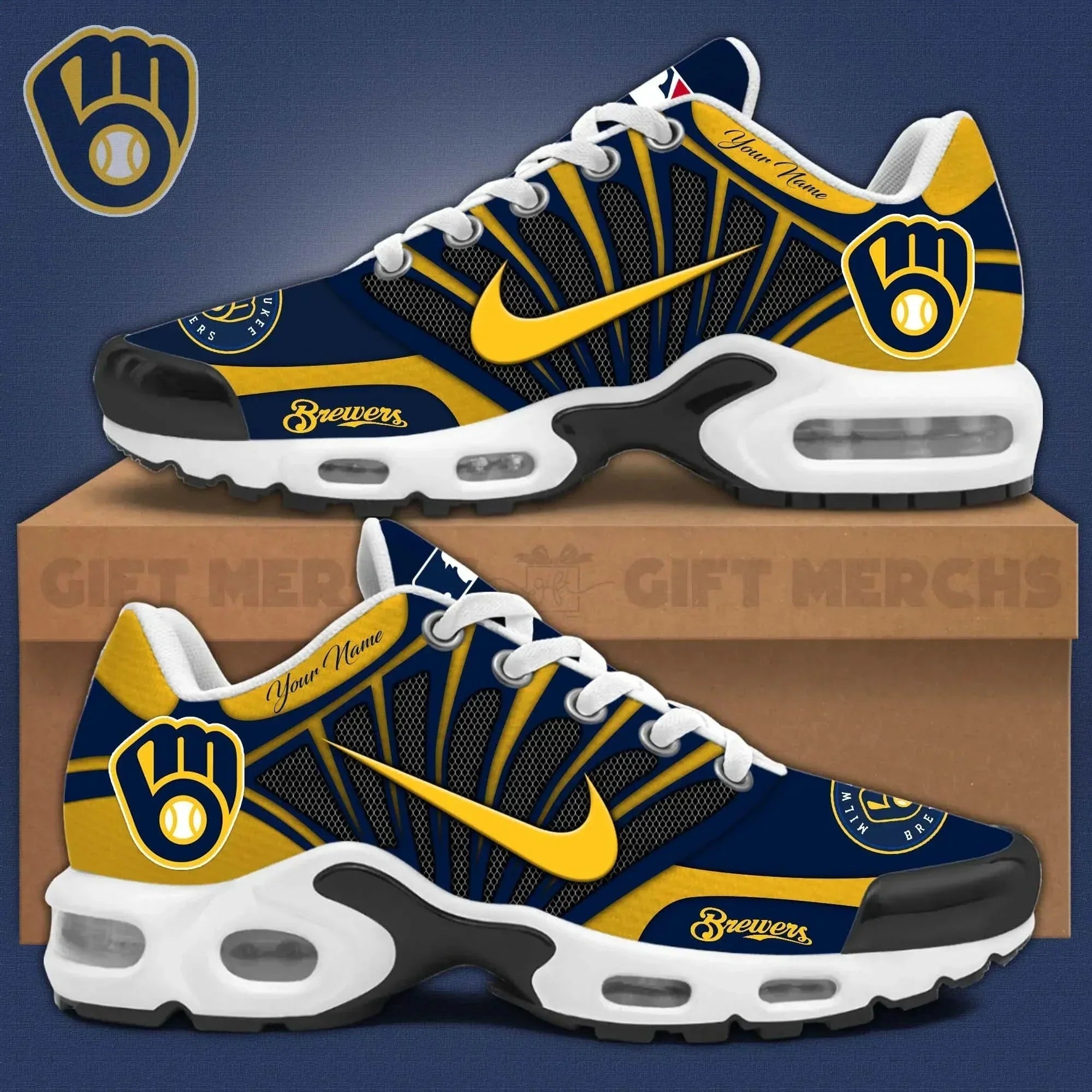 Ideafootwear Milwaukee Brewers TN Shoes Sneakers For Men And Women