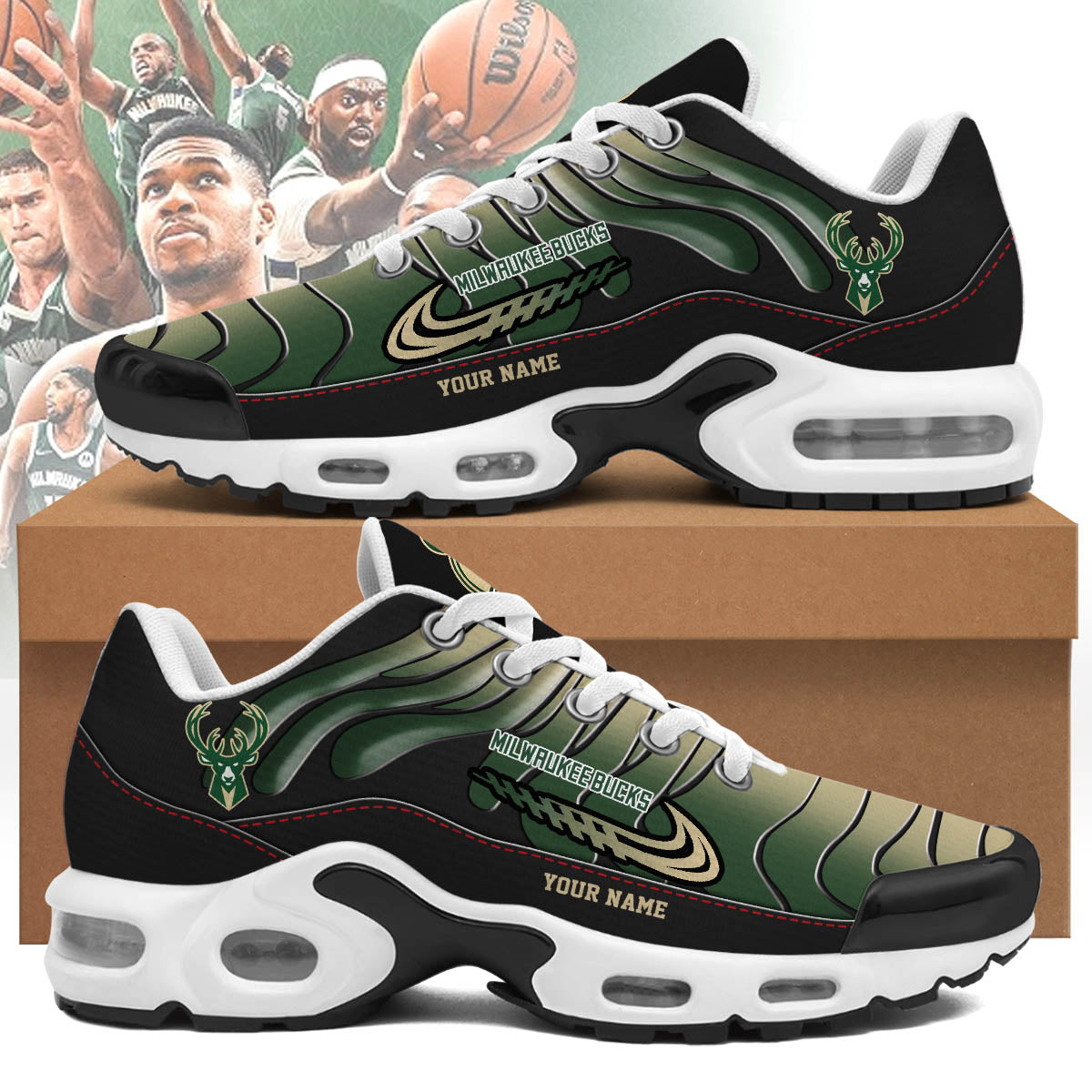 Ideafootwear Milwaukee Bucks TN Shoes Sneakers For Men And Women