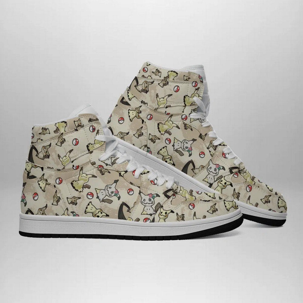 Ideafootwear Mimikyu Pattern Pokemon AJ1 High Sneakers Shoes For Men And Women