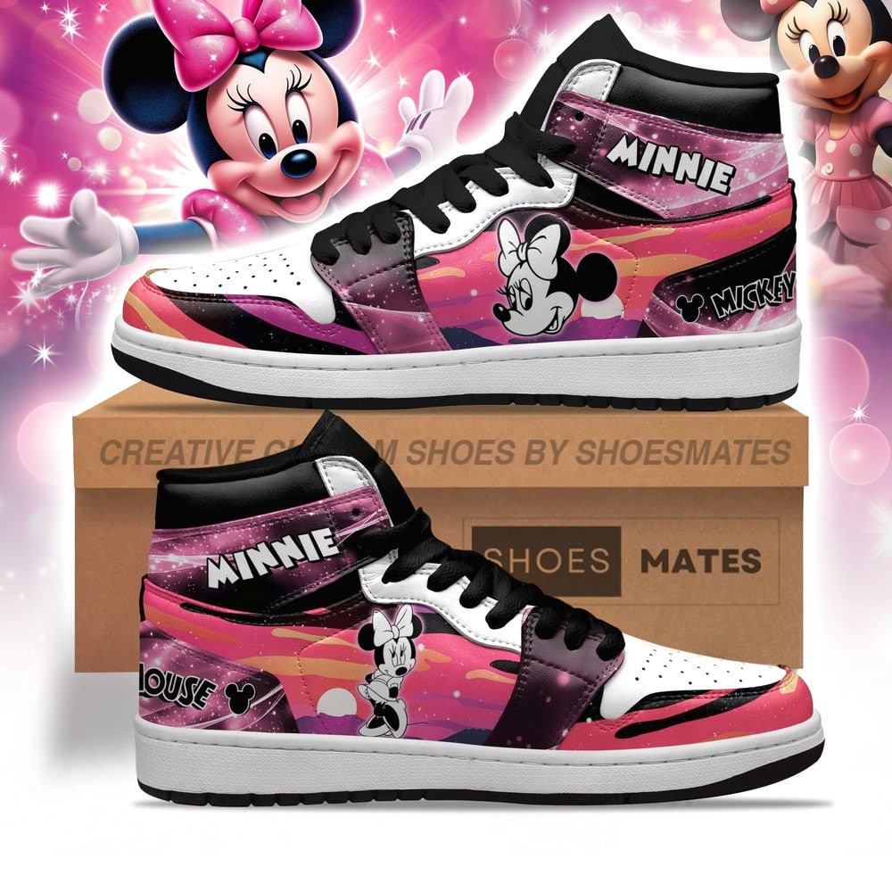 Ideafootwear Minnie Mouse AJ1 High Sneakers Shoes For Men And Women