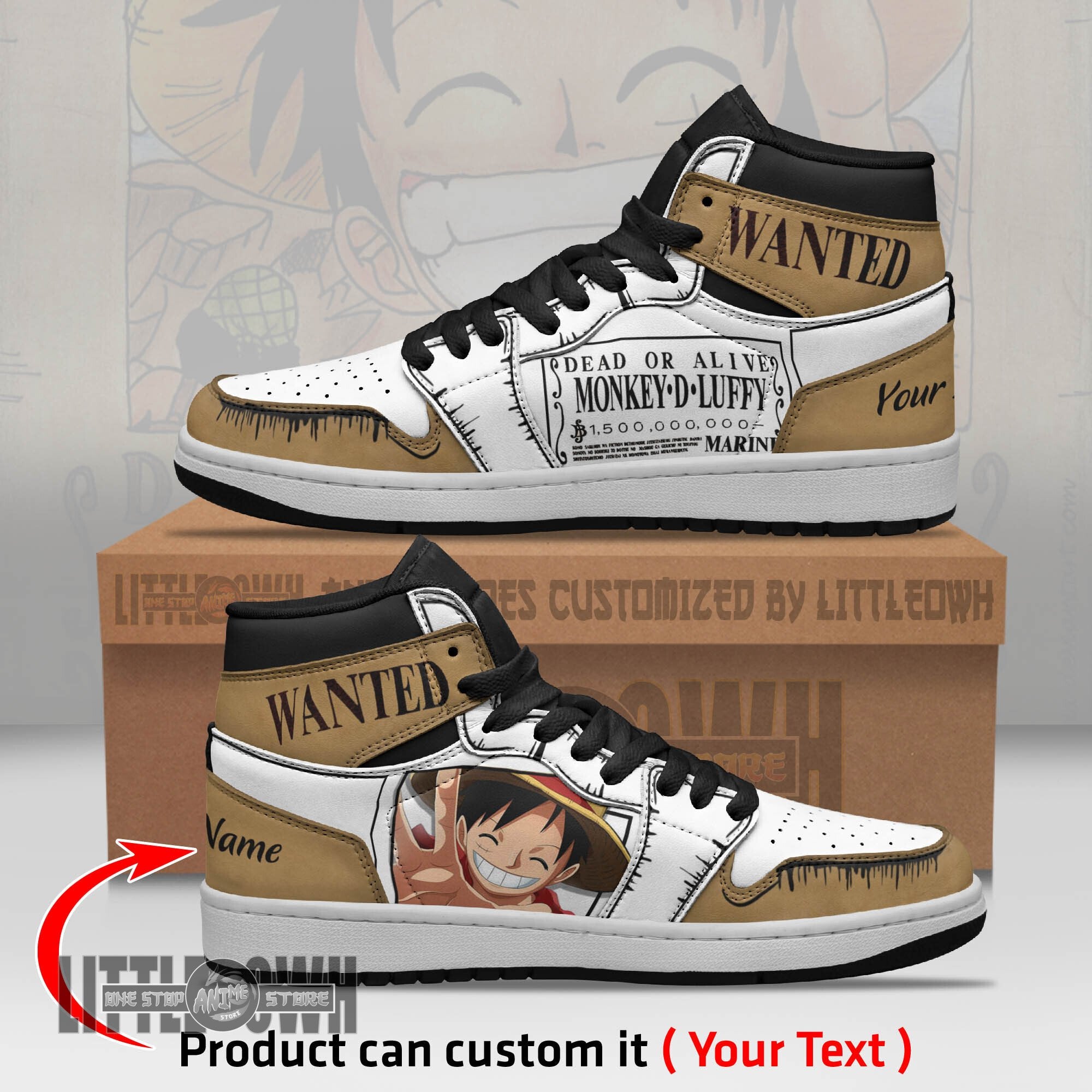 Ideafootwear Monkey D Luffy AJ1 High Sneakers Shoes For Men And Women