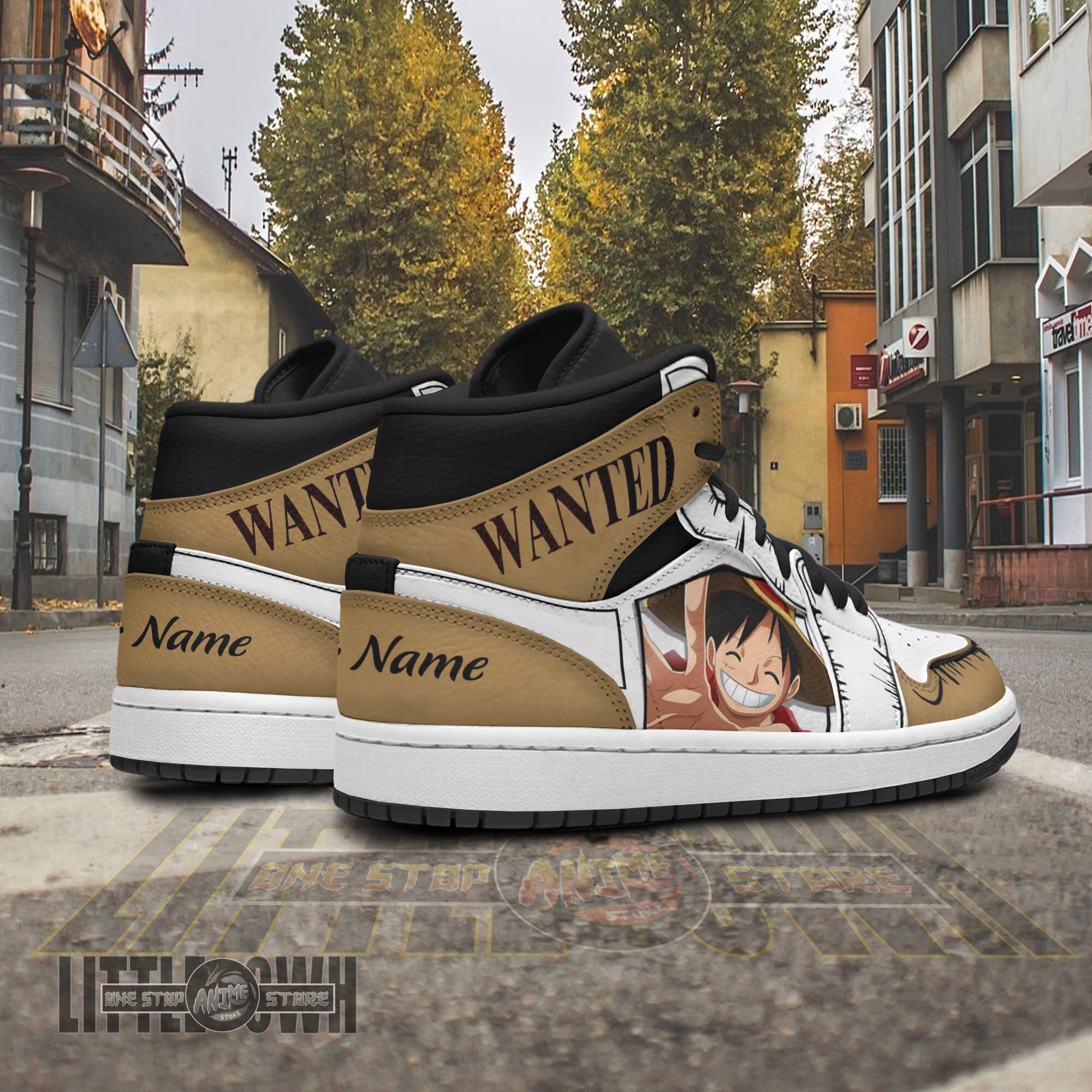 Ideafootwear Monkey D Luffy AJ1 High Sneakers Shoes For Men And Women