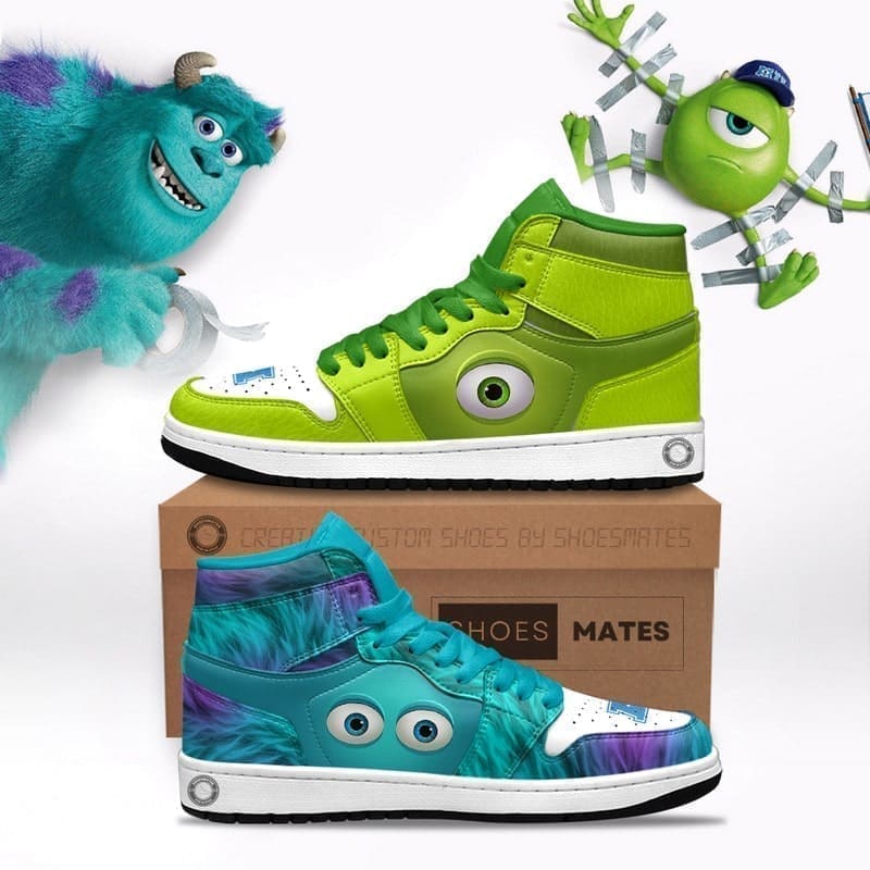 Ideafootwear Monsters, Inc AJ1 High Sneakers Shoes For Men And Women