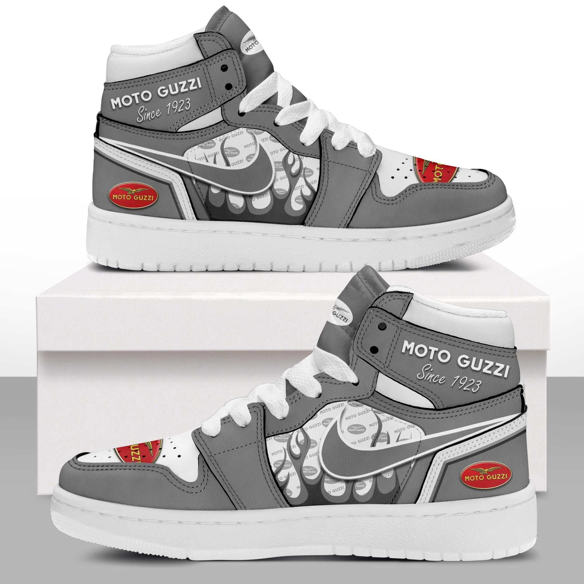 Ideafootwear Moto-Guzzi AJ1 High Sneakers Shoes For Men And Women