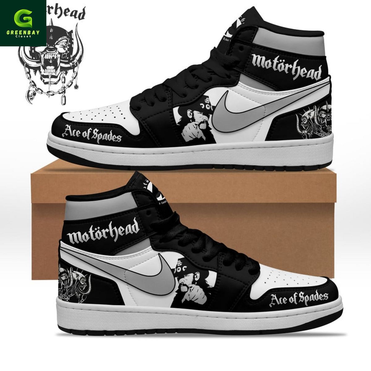 Ideafootwear Motorhead Ace of spades AJ1 High Sneakers Shoes For Men And Women