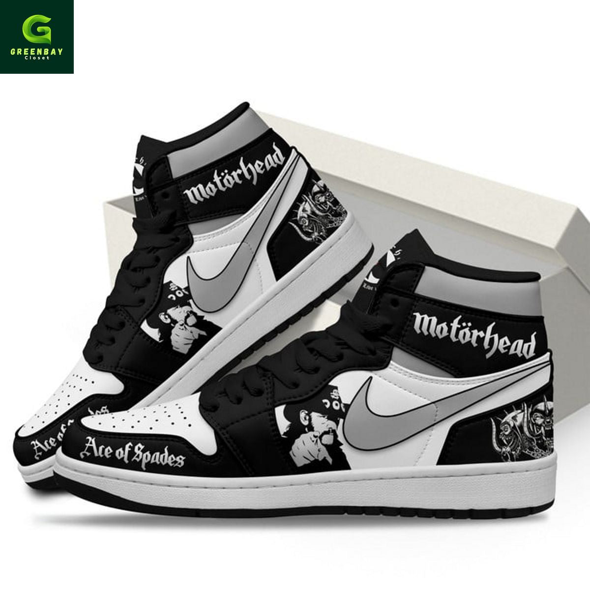 Ideafootwear Motorhead Ace of spades AJ1 High Sneakers Shoes For Men And Women
