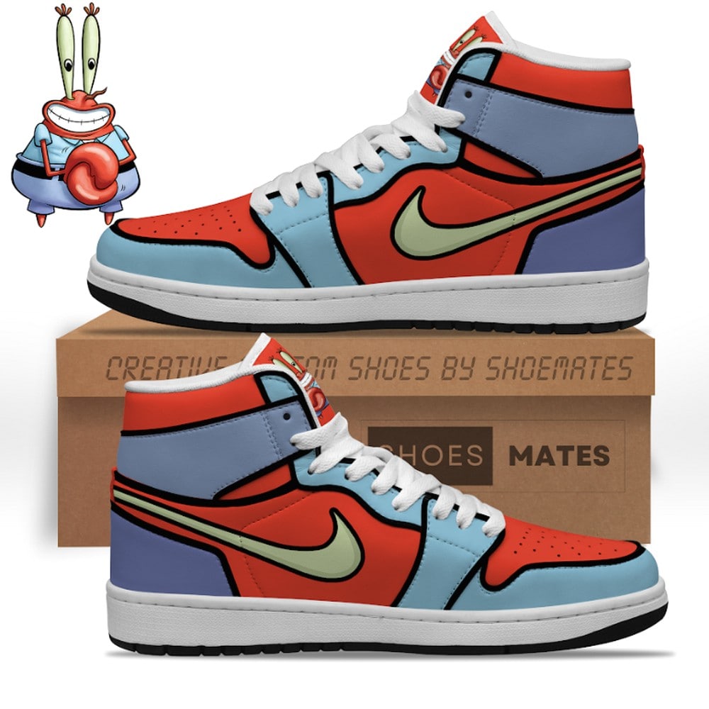 Ideafootwear Mr. Krabs AJ1 High Sneakers Shoes For Men And Women